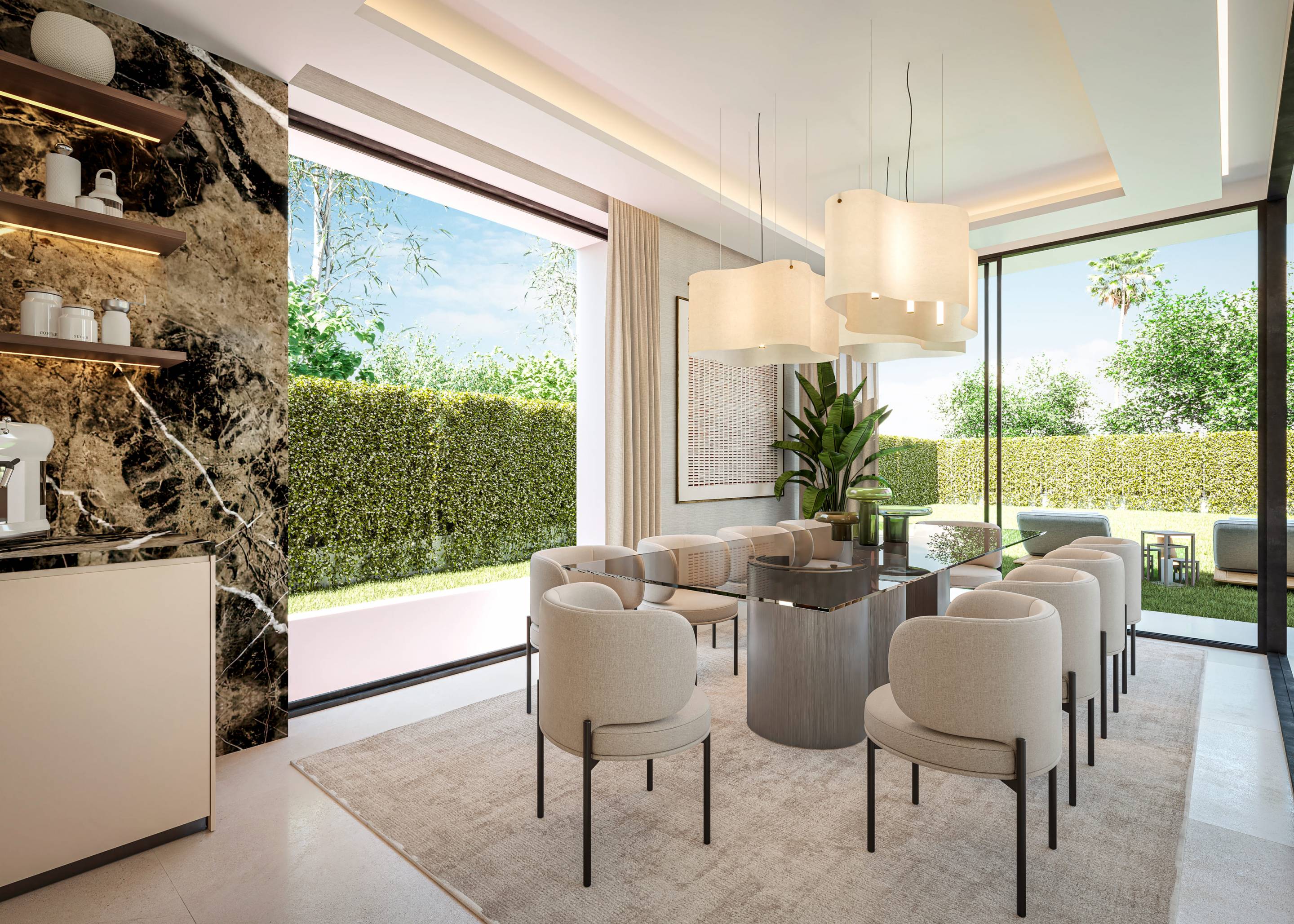 Covered outdoor dining area, villa in Whater Gardens, Estepona