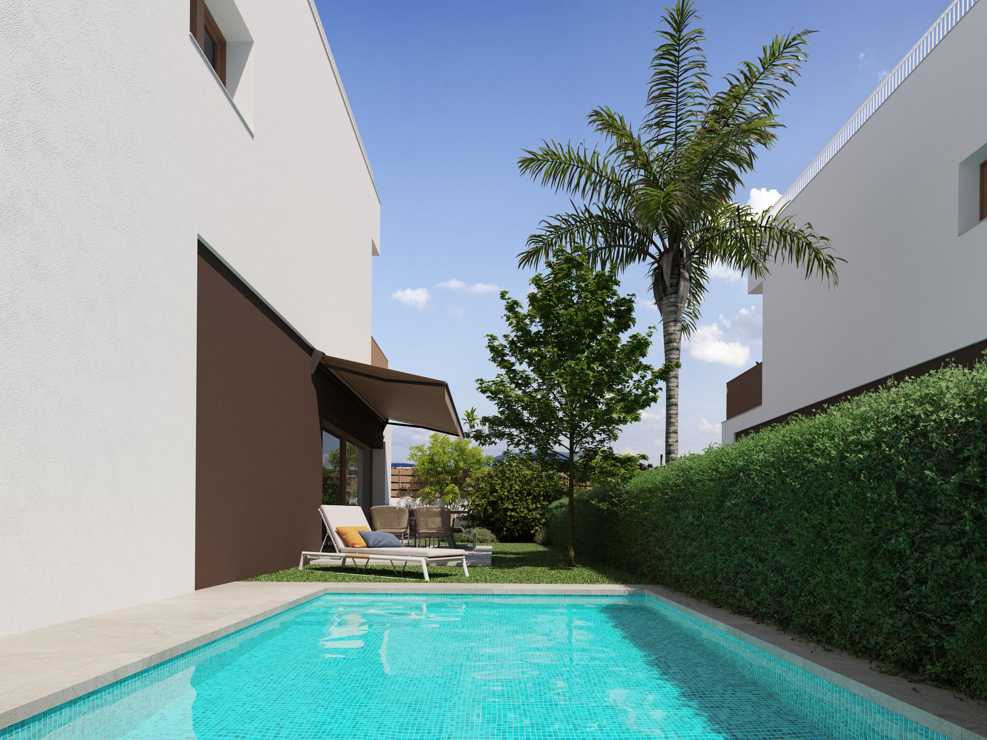 Private garden on 243 m2 plot of 3-bedroom new-build villa in El Pinet, La Marina