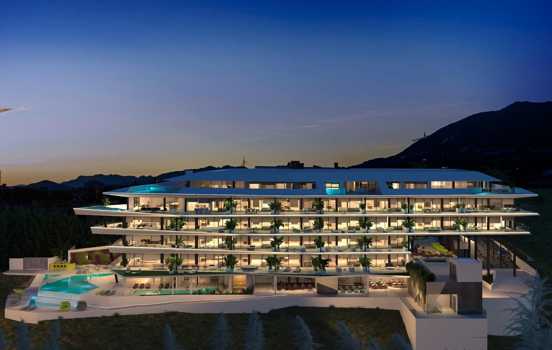 Building lobby and lift entrance, new-build complex, Carvajal, Fuengirola