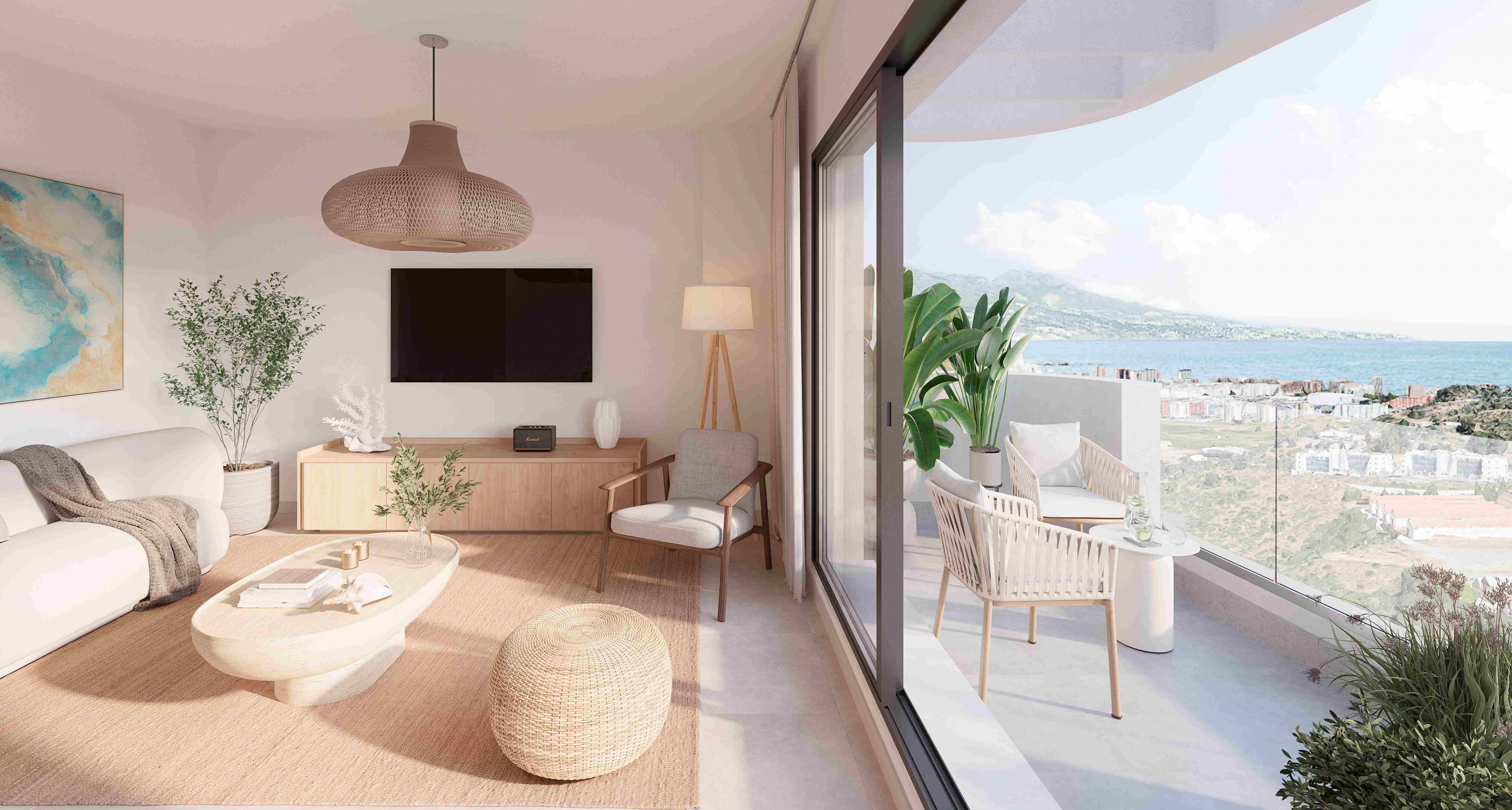 Open-plan kitchen and dining area with fitted units and appliances in new-build apartment, Hipódromo-Cerrado del Águila