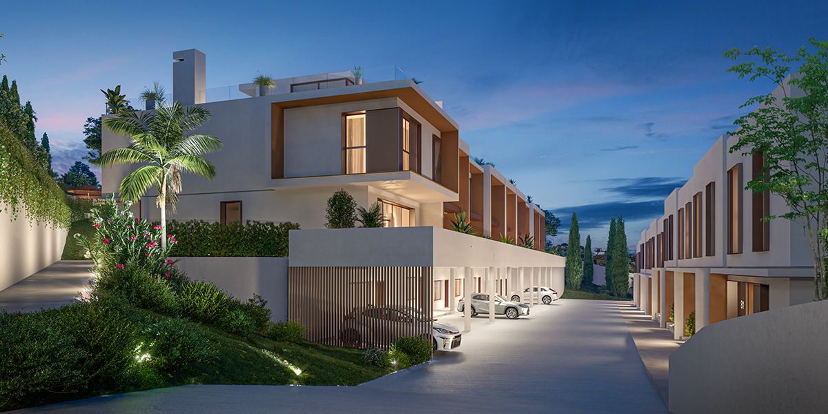 Open-plan living and dining area in 3-bedroom new-build apartment, La Cala de Mijas