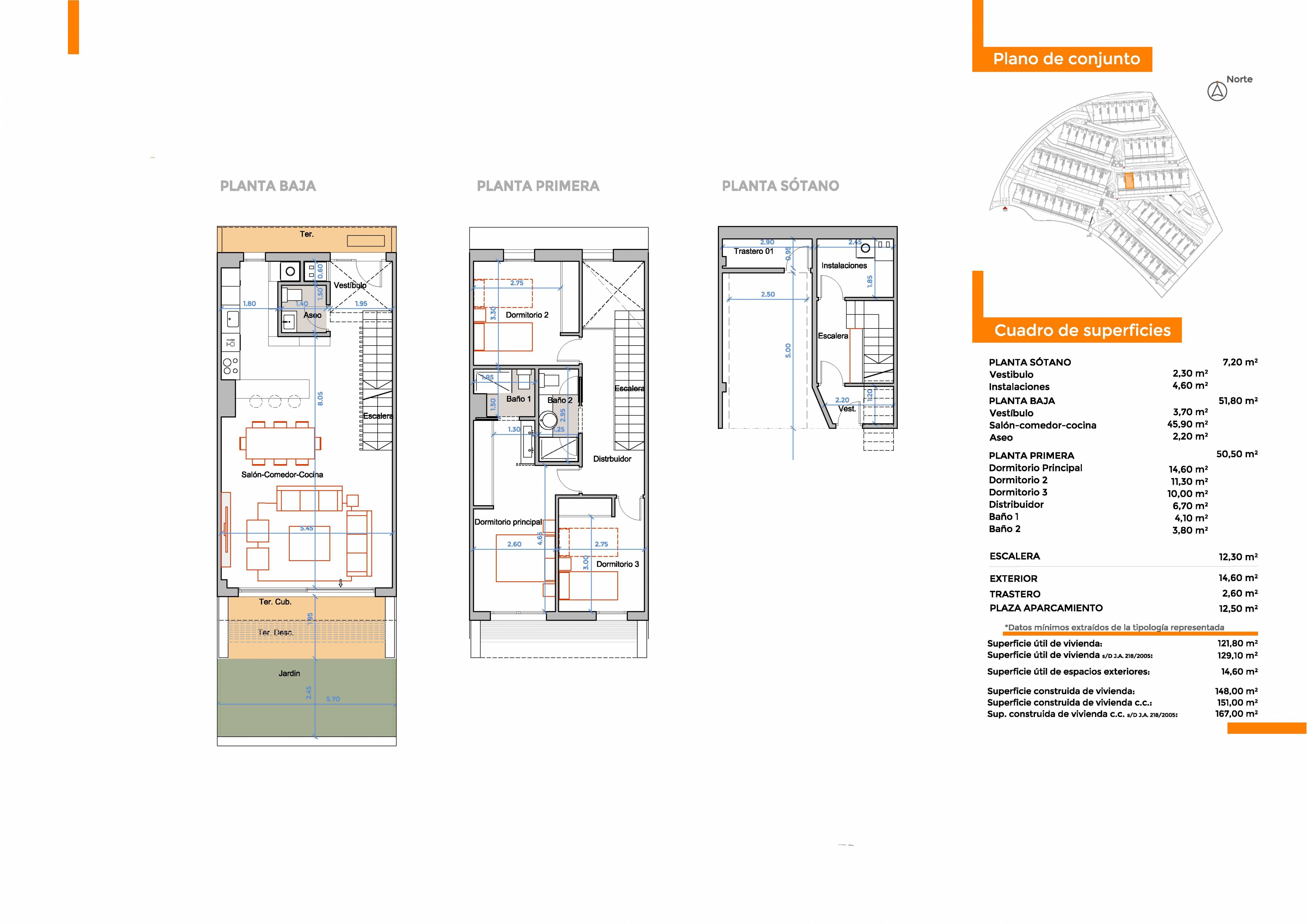 Floor plan of 3-bedroom ground-floor apartment in La Cala de Mijas