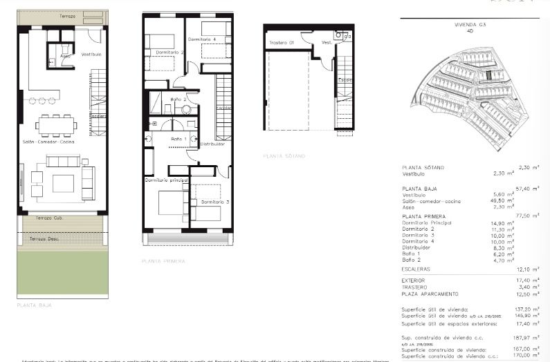 Floor plan of 4-bedroom new-build townhouse in La Cala de Mijas, Mijas