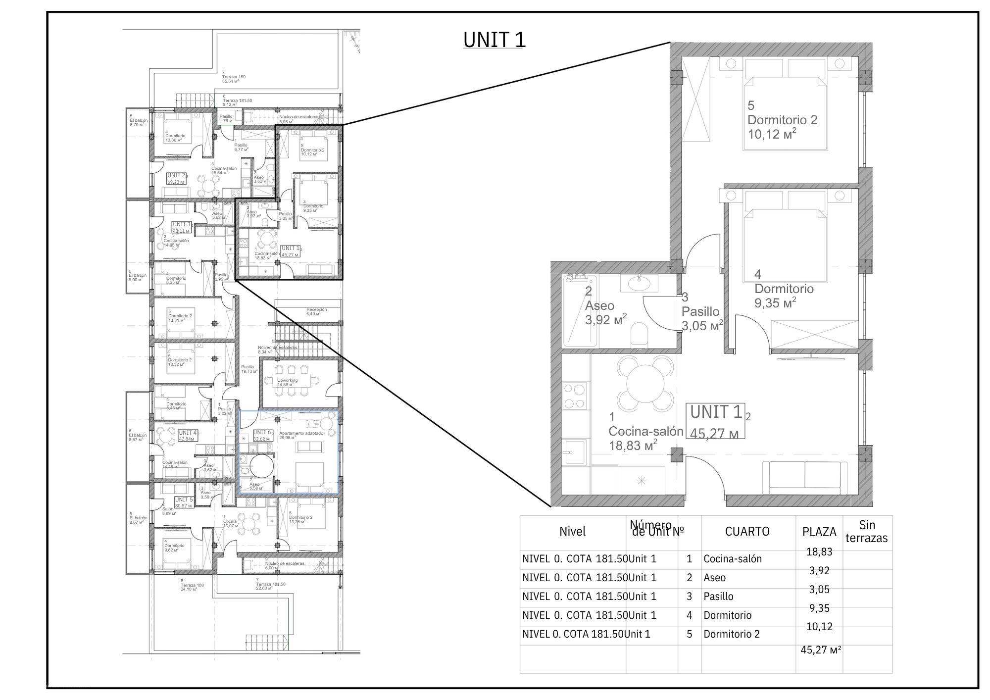 Floor plan of 2-bedroom ground-floor apartment, Golf Puig Campana, Finestrat