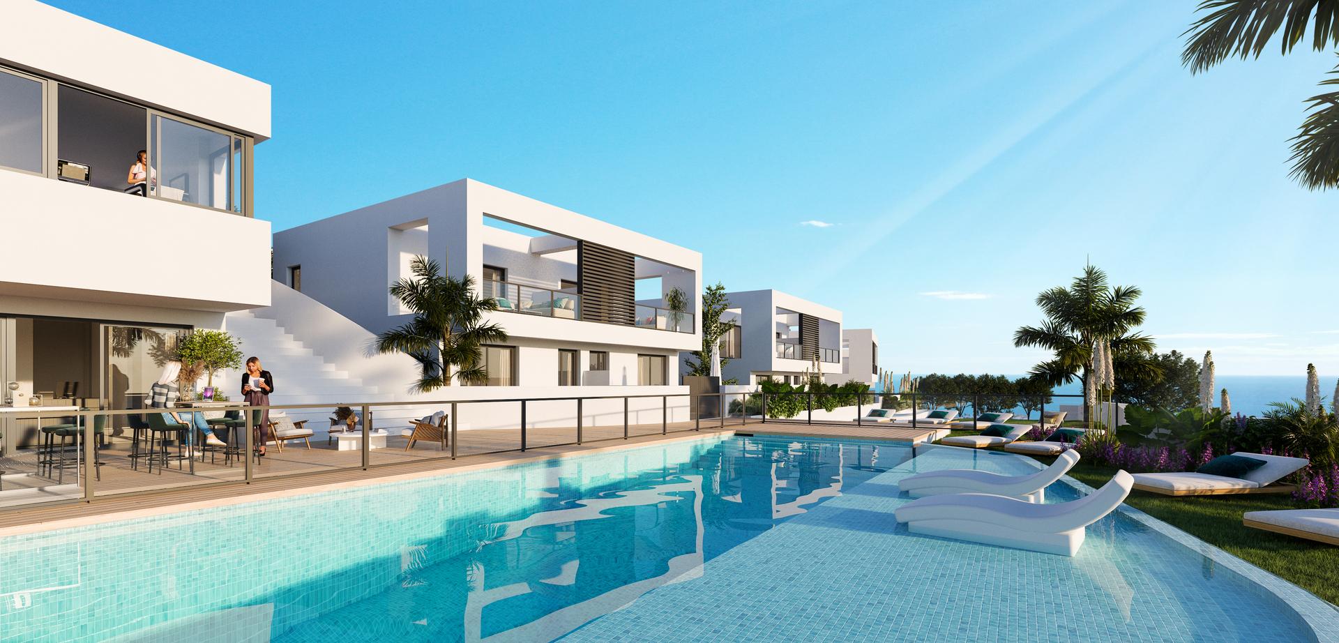 Open-plan living and dining area in 3-bedroom new-build villa, Riviera del Sol, Mijas