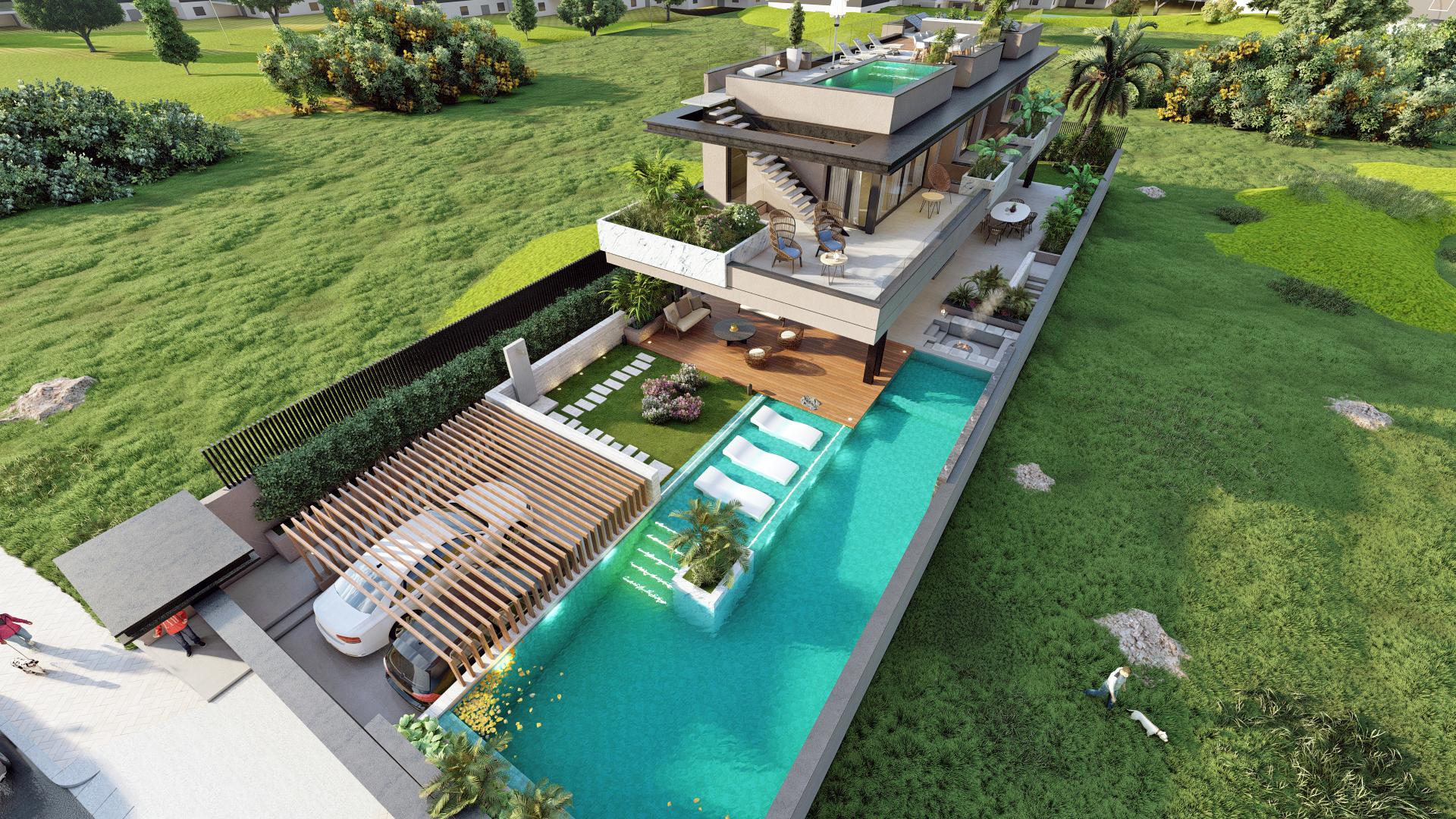 Plot boundary and garden area, new-build villa, El Higuerón, Fuengirola