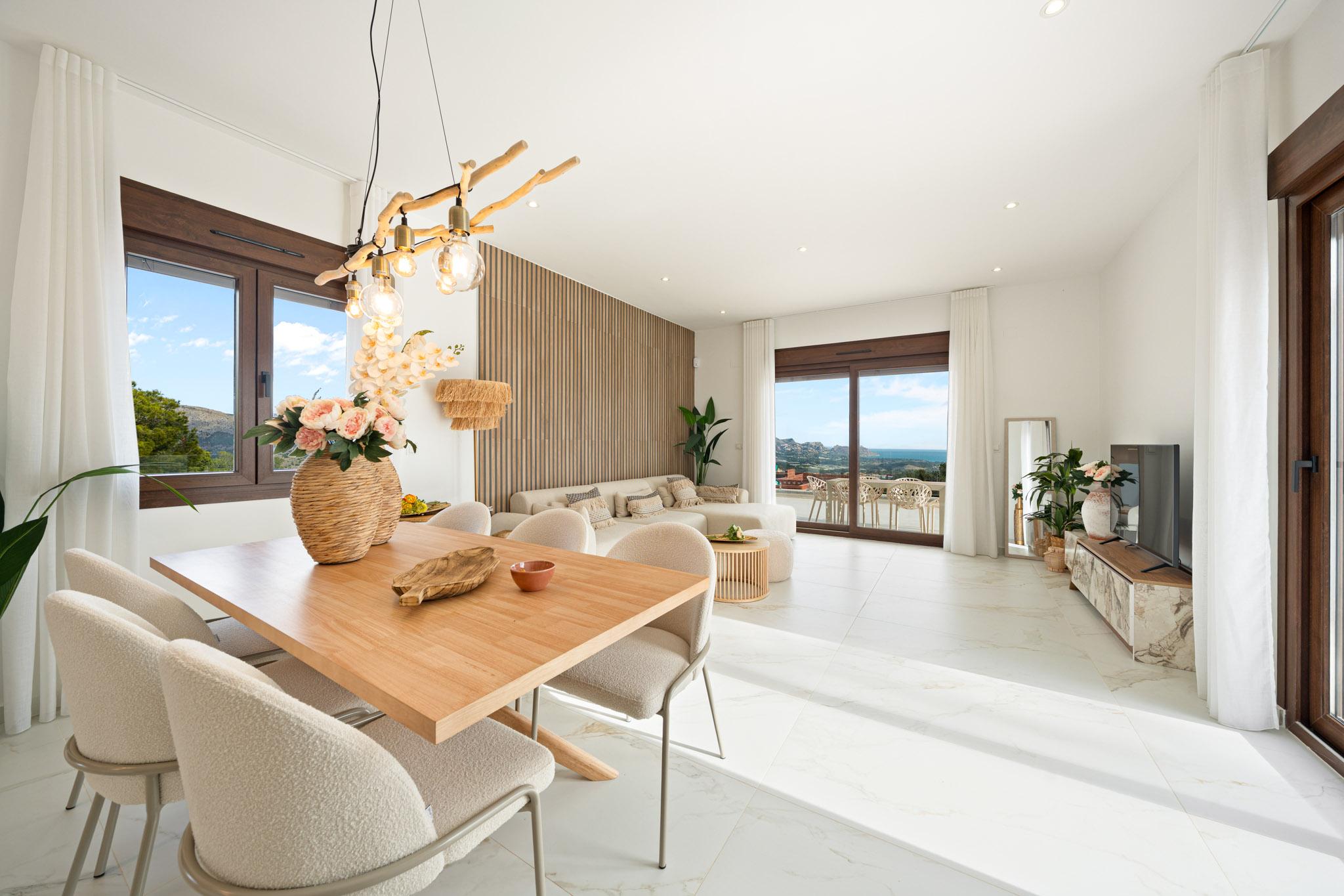 Outdoor terrace with mountain views, new-build villa, Pla de Cantal, Polop