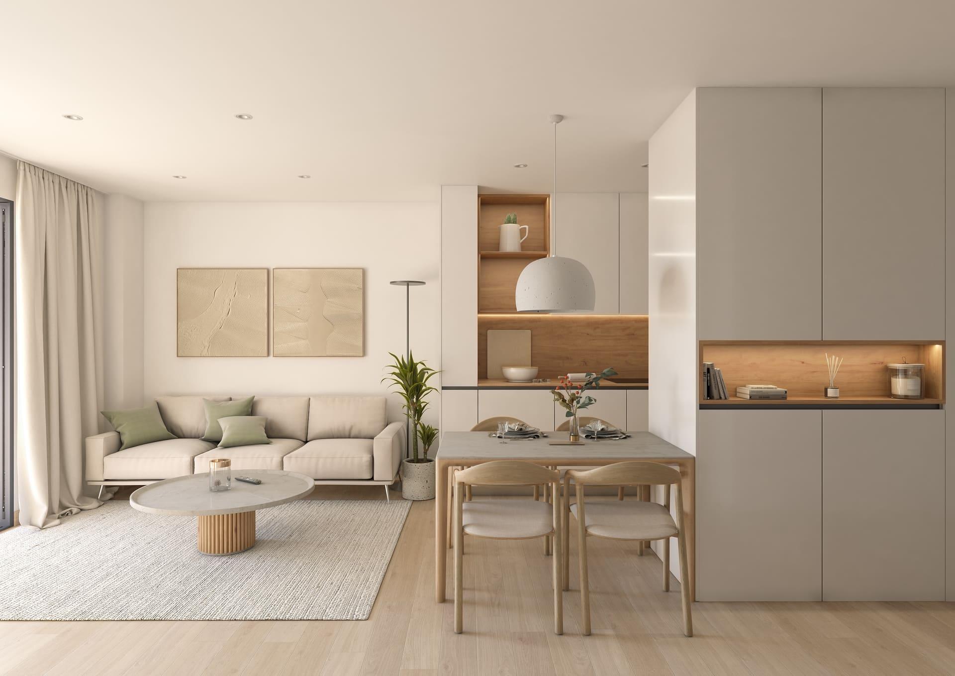 Communal swimming pool at new-build residential complex, Las Lagunas Centro, Mijas