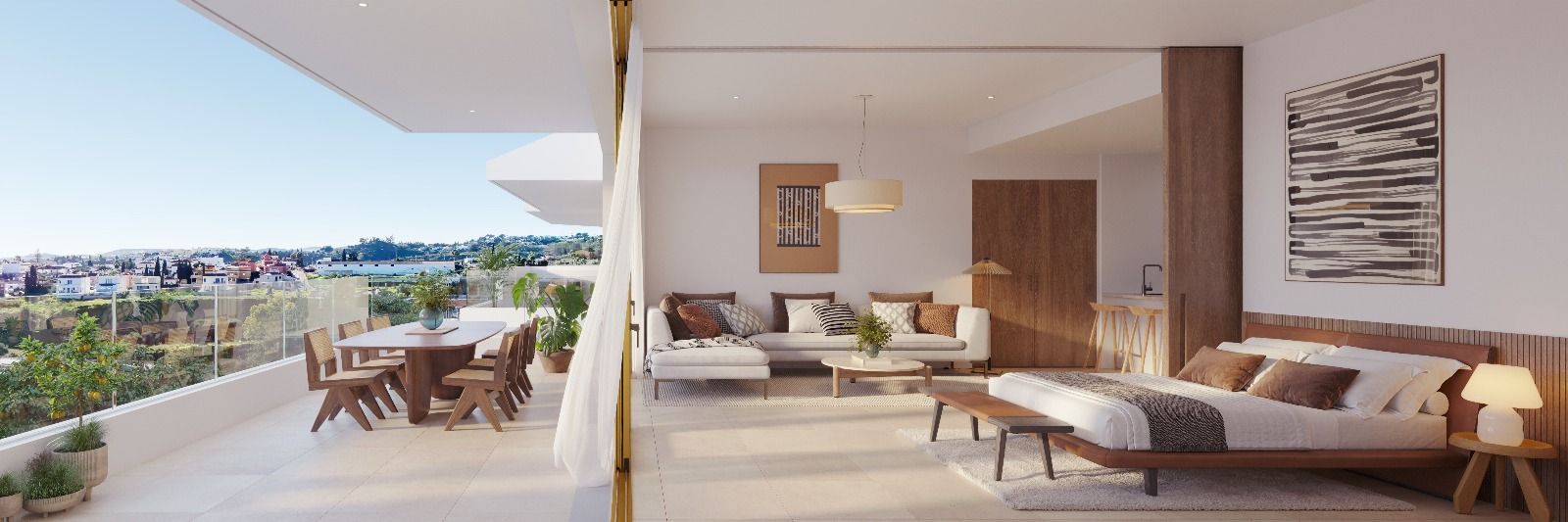 Exterior facade of new-build complex in Los Pacos, Fuengirola