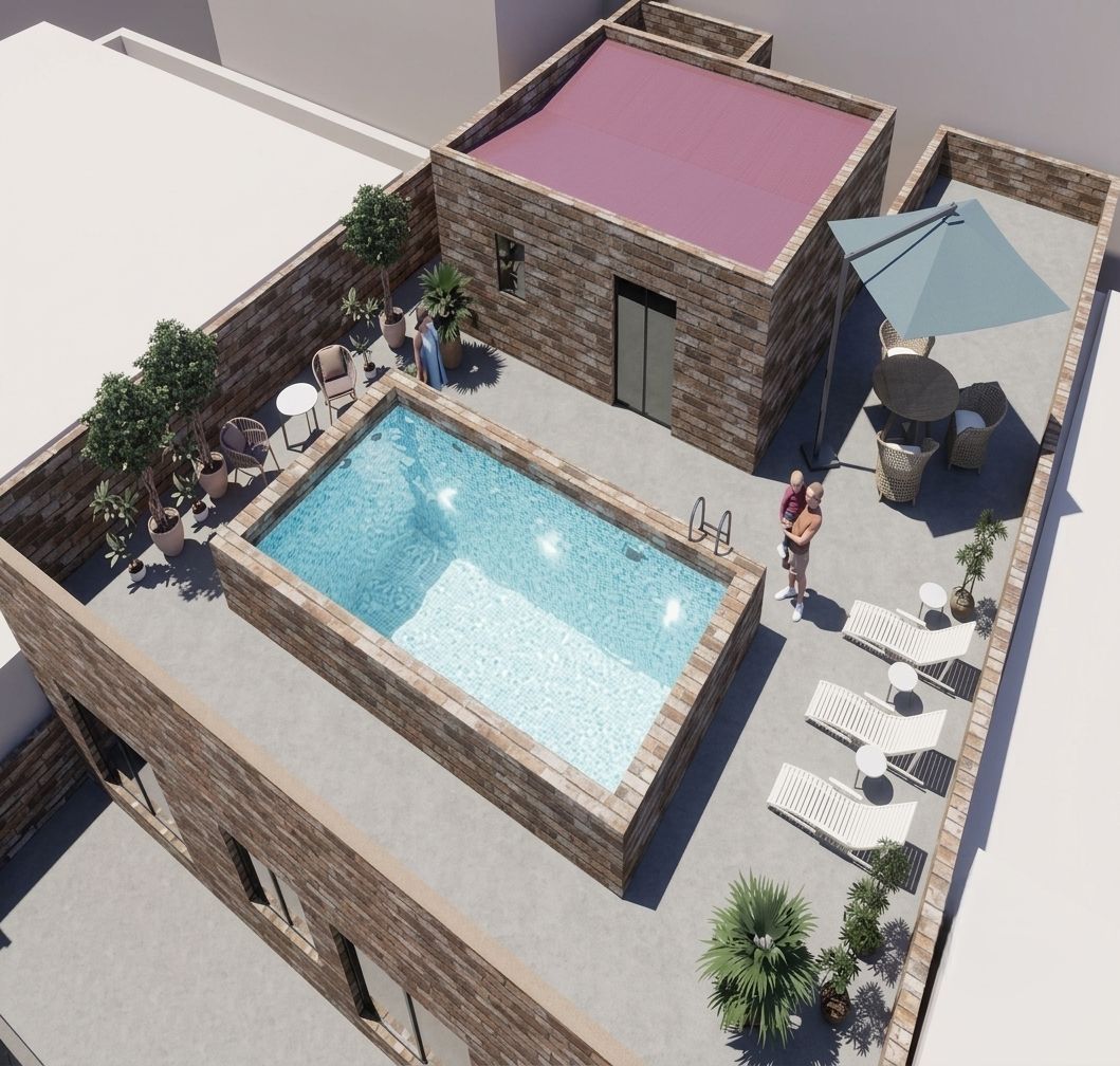 Open-plan living and dining area with tiled floor in 2-bedroom new-build apartment, Acequion