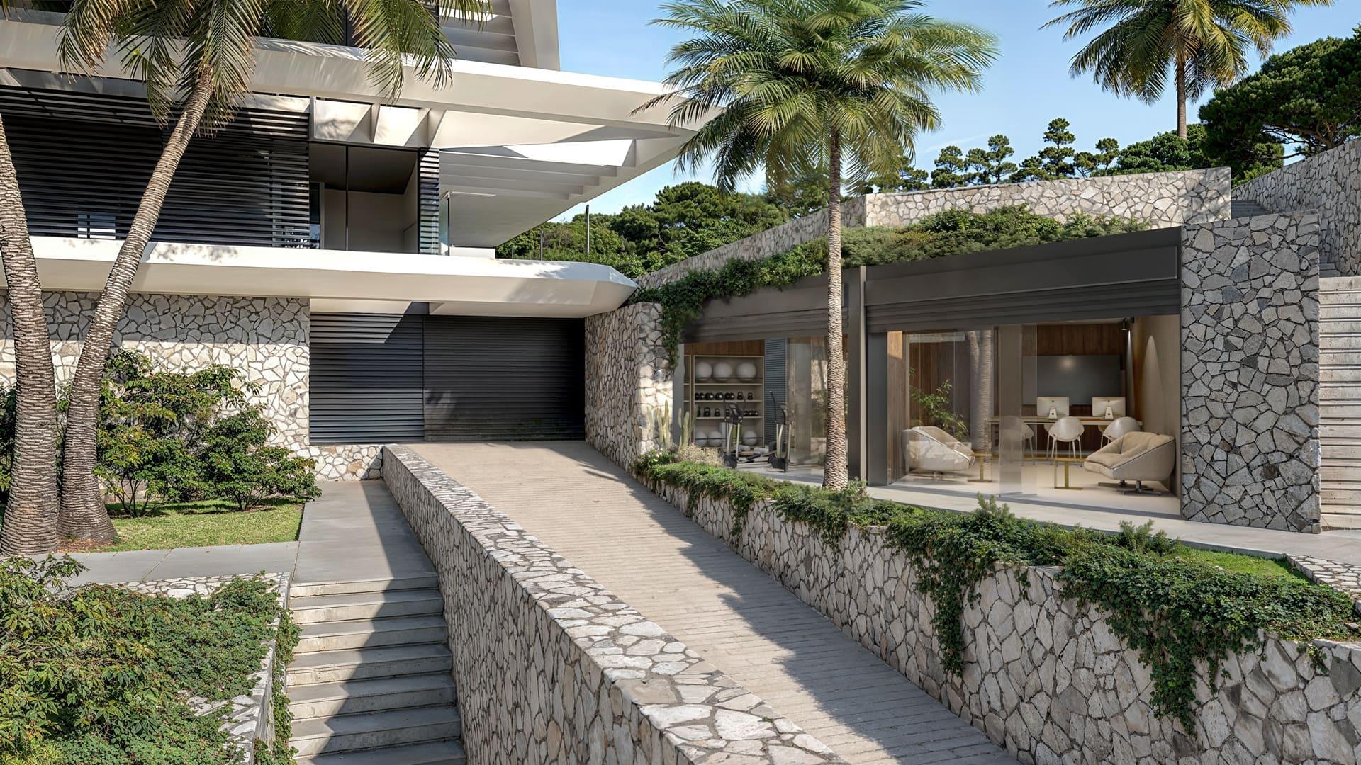 Terrace of first-floor new-build apartment in Parque Central, Estepona