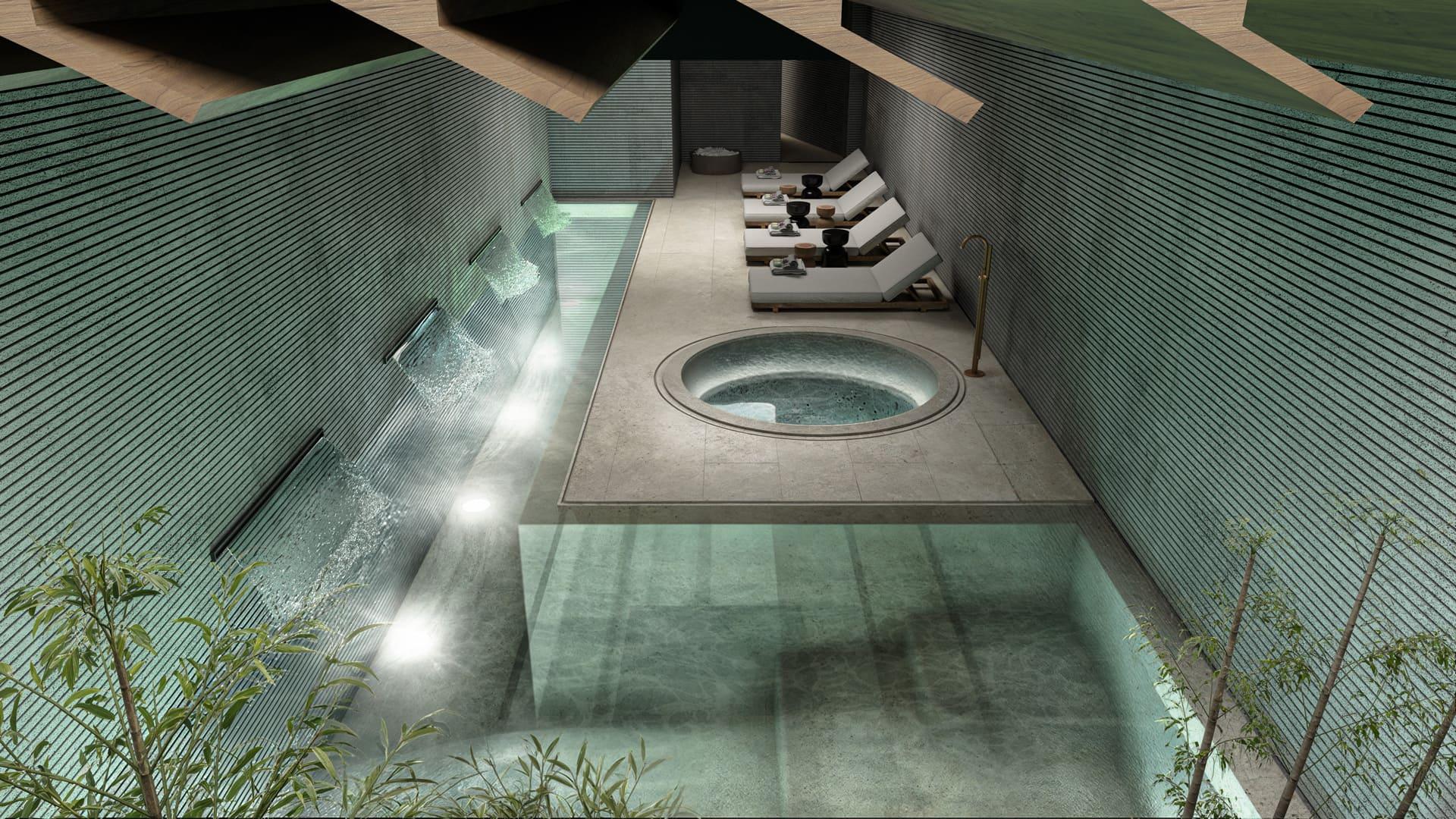 Spa area with treatment facilities in new-build apartment complex, Parque Central, Estepona