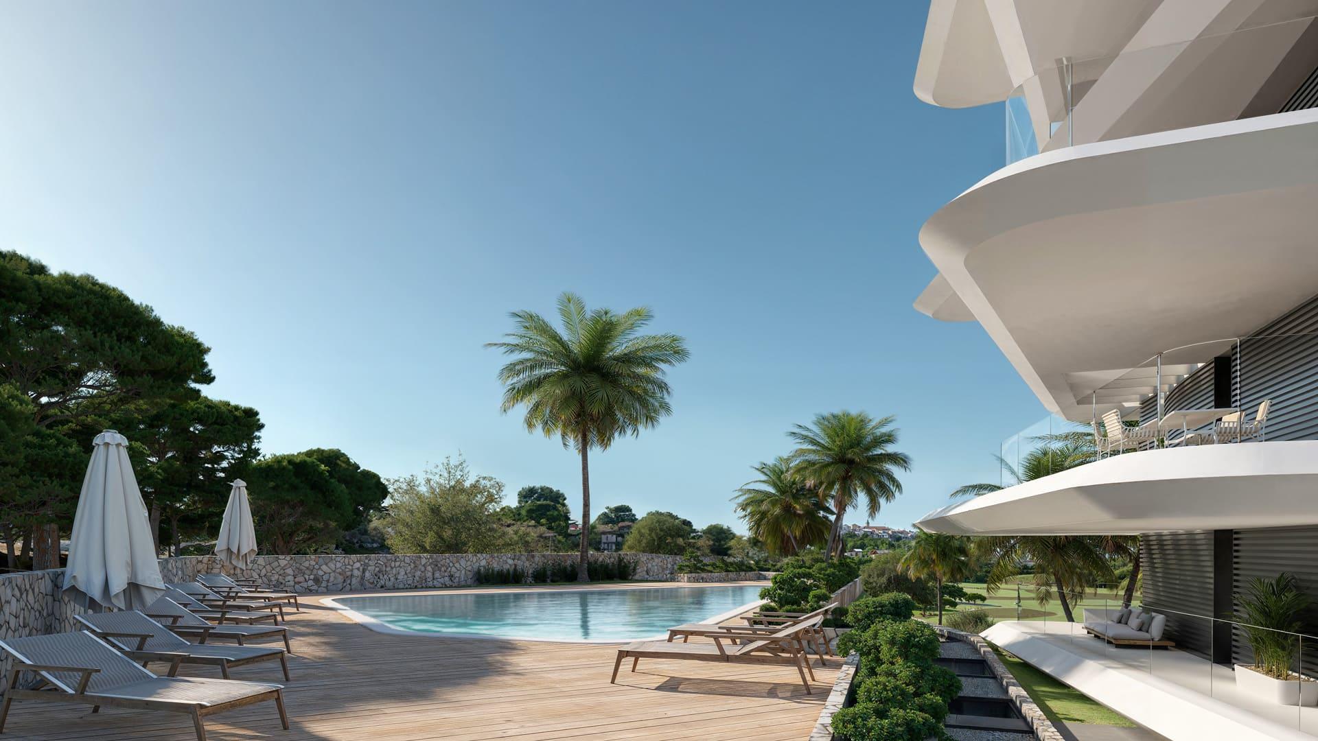 Master bedroom with built-in wardrobes in new-build apartment, Parque Central, Estepona