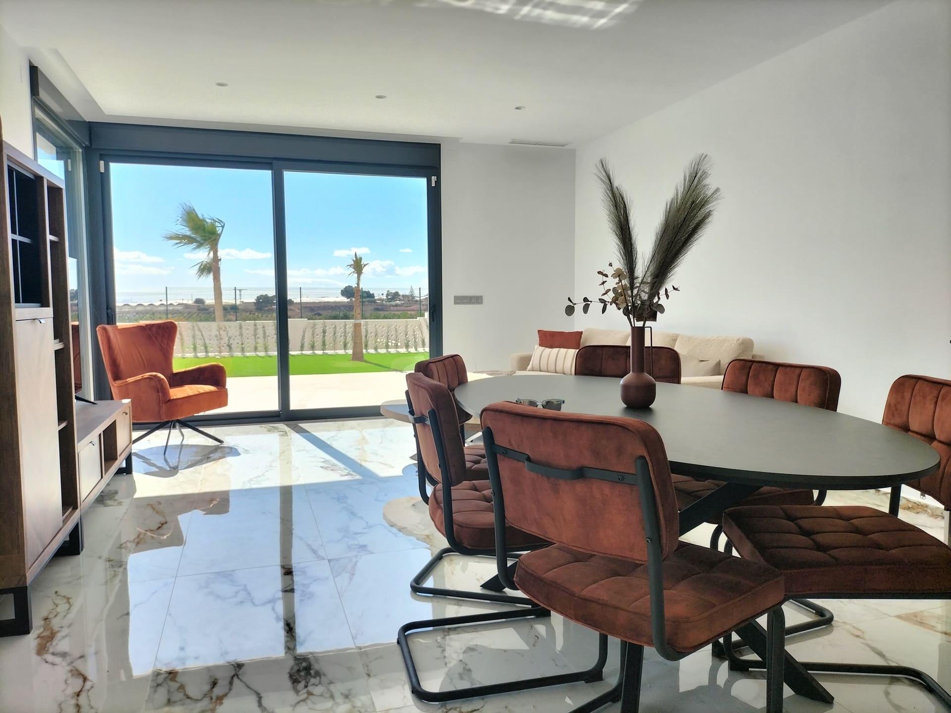 Open-plan kitchen integrated with living space, new-build villa, Pinar de Campoverde