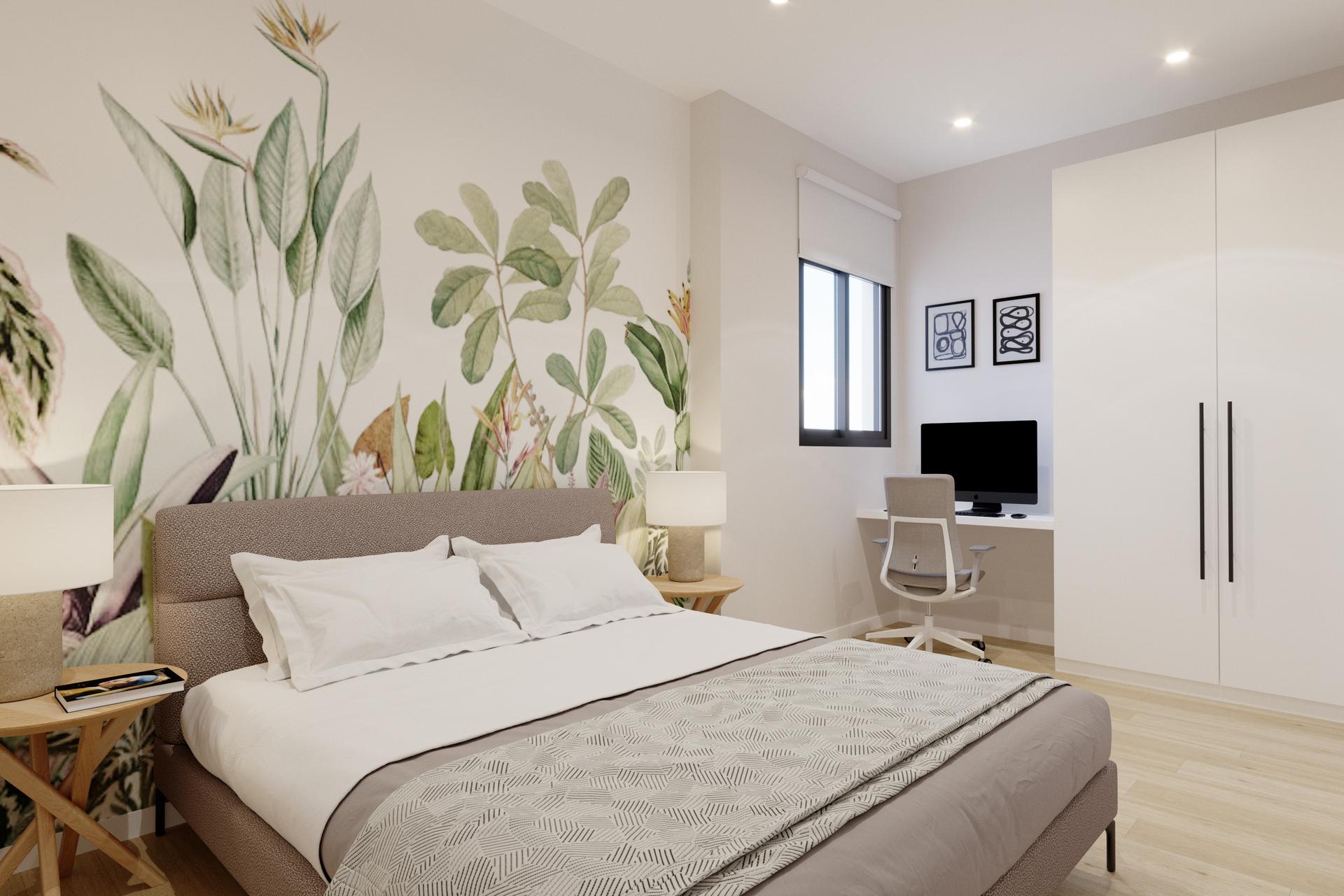 Third bedroom with window and tiled floor