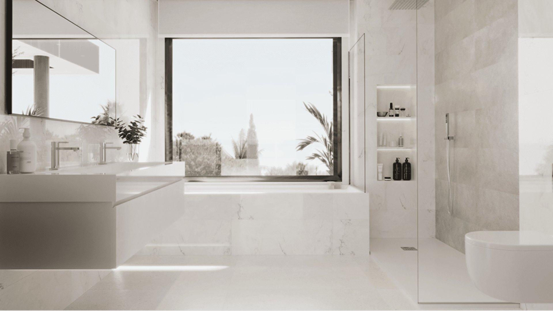 Bathroom with fitted units in 5-bedroom new-build villa, Hipodromo