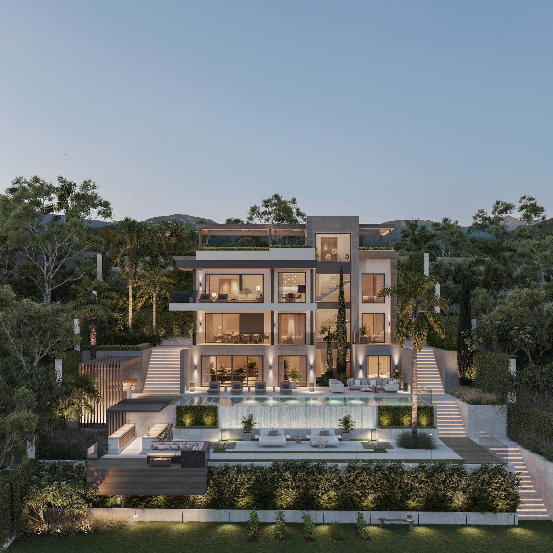 Driveway and entrance to new-build villa in Hipodromo, Mijas
