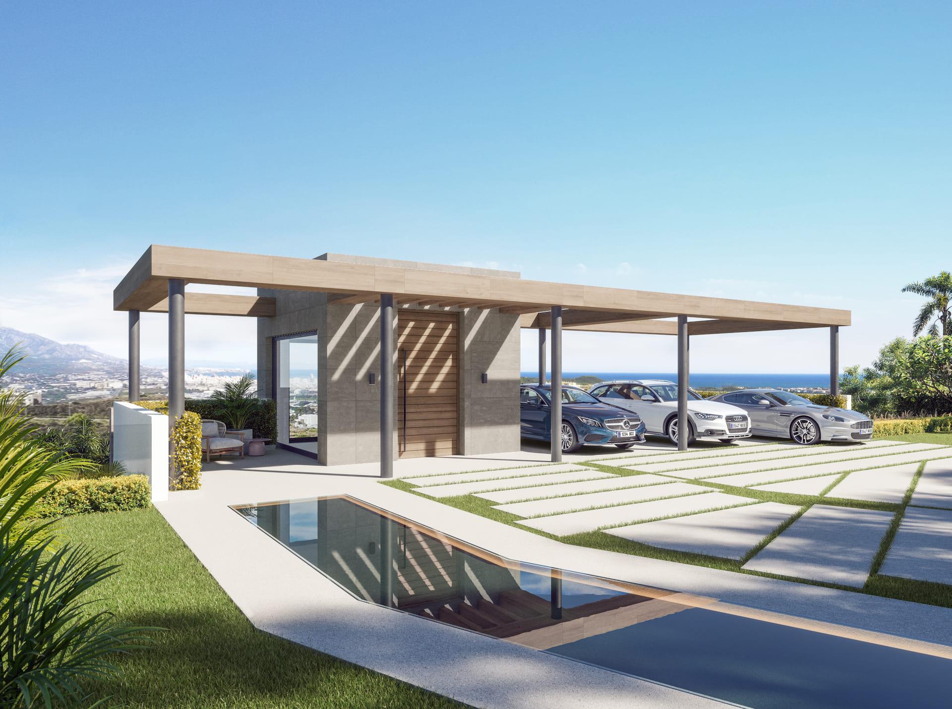 Landscaped grounds of 5-bedroom new-build villa, Hipodromo, Mijas
