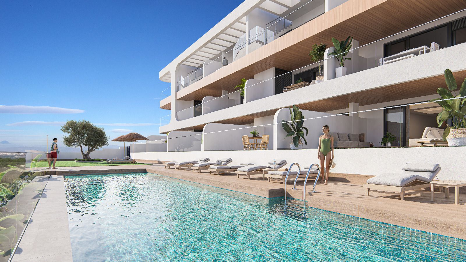 Exterior of new-build apartment complex in Pueblo 4, Benijofar