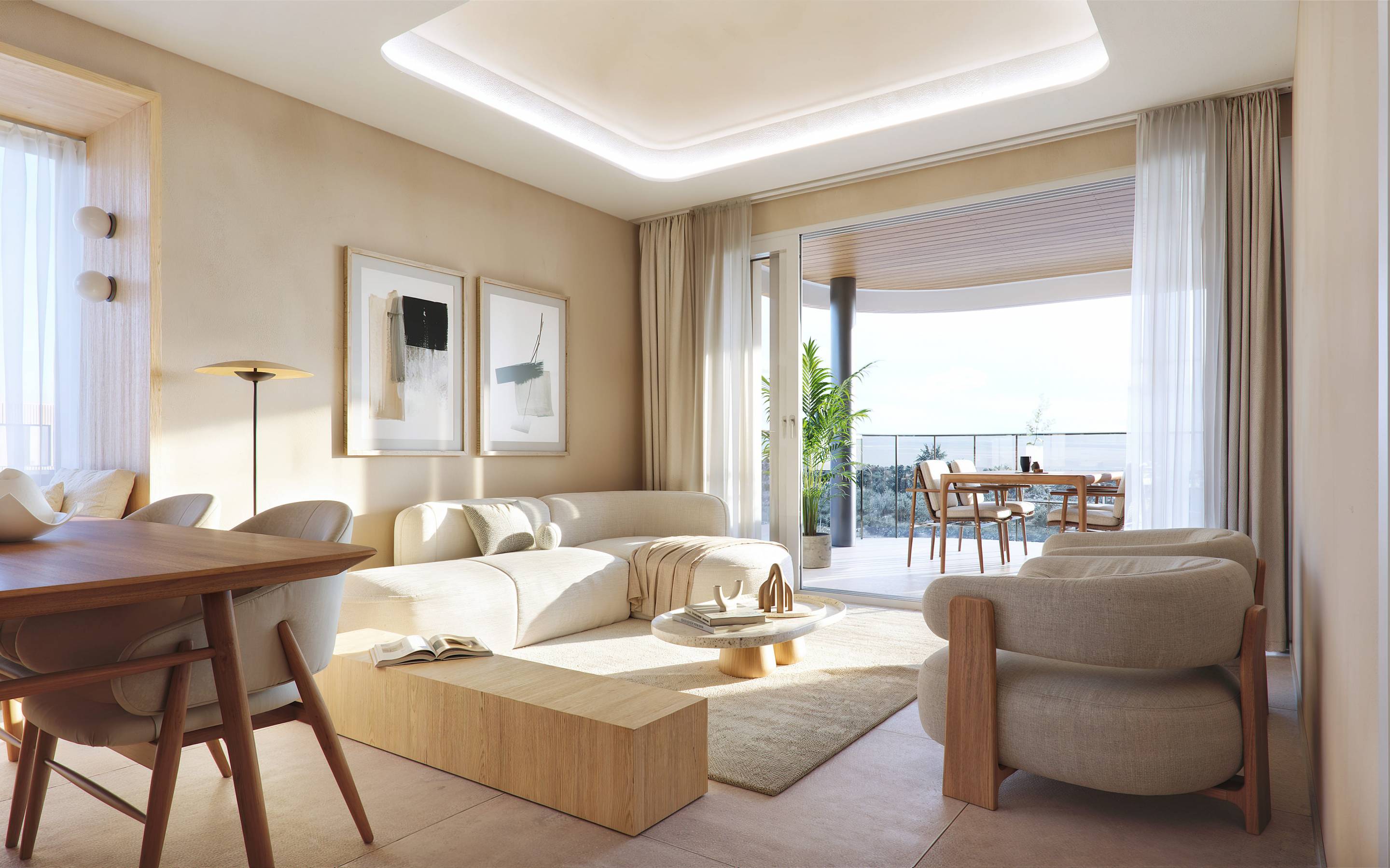 Open-plan interior of 3-bedroom penthouse in Pueblo 4, Benijofar