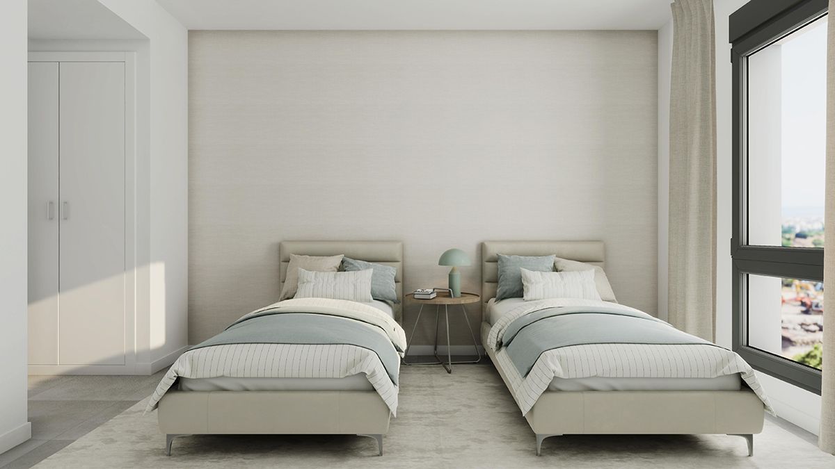 Main bedroom with window in 2-bedroom apartment, Arroyo Vaquero, Estepona