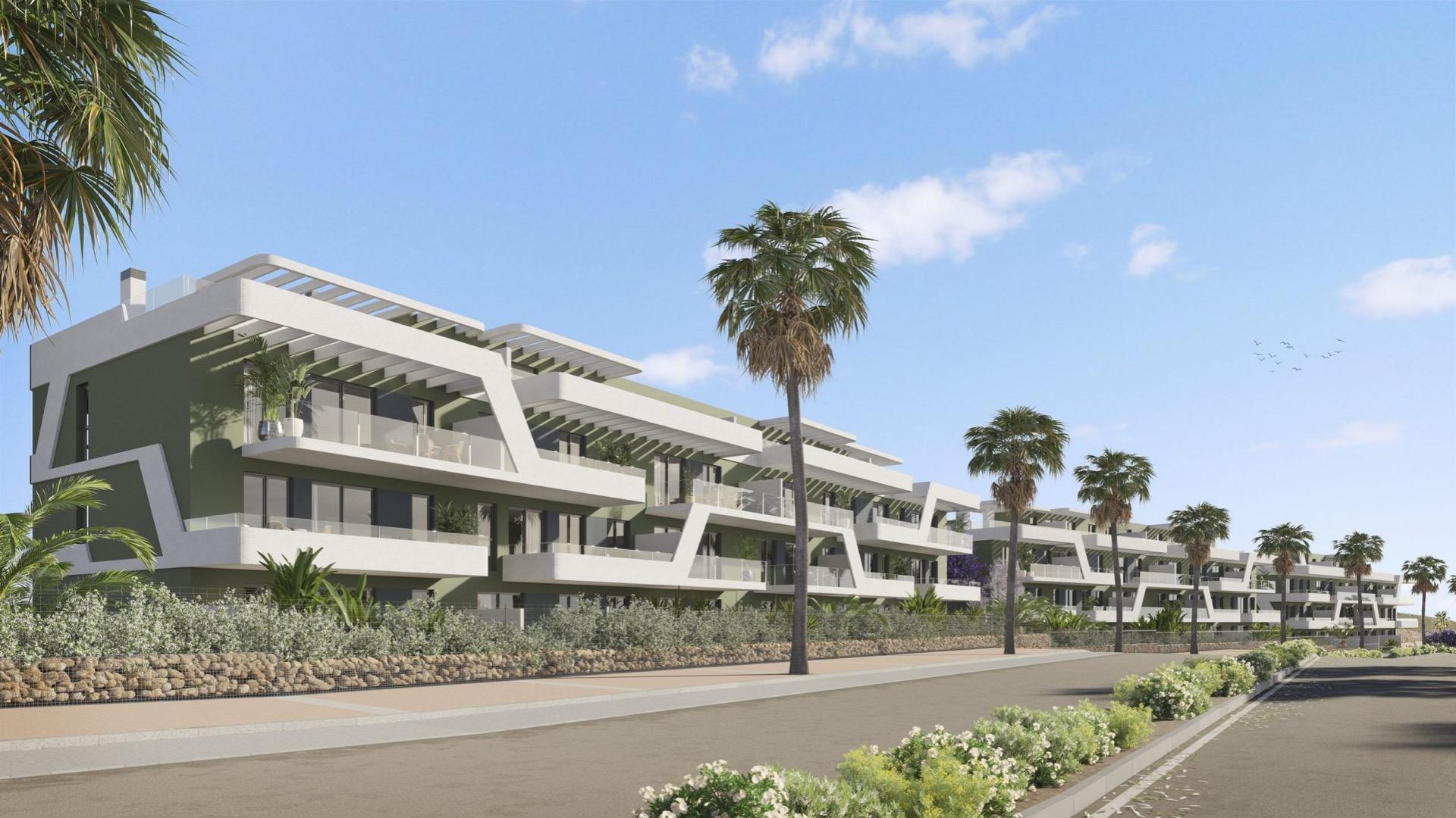 Second bedroom with window and light walls in 3-bedroom new-build apartment, La Cala de Mijas