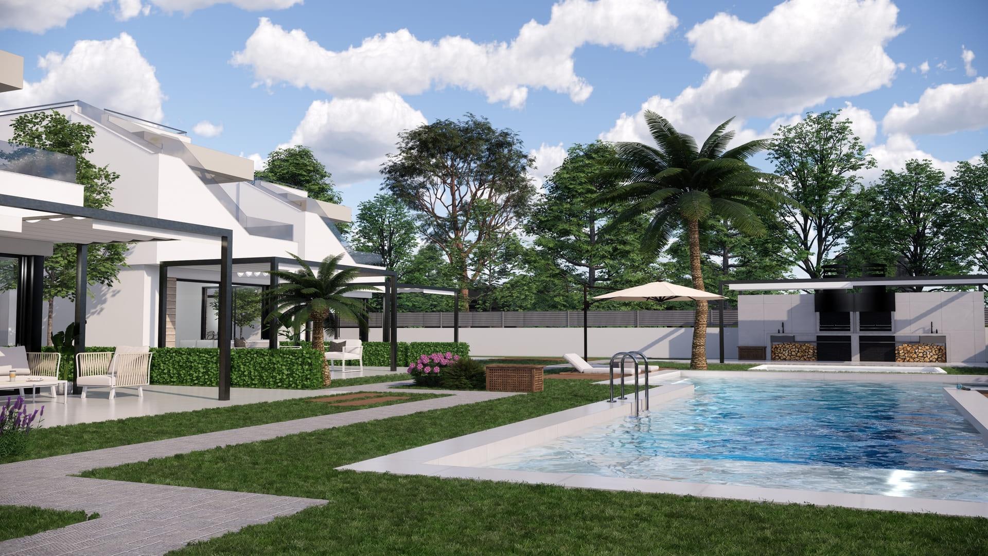 Open-plan living and dining area in 3-bedroom new-build villa, Pinar de Campoverde