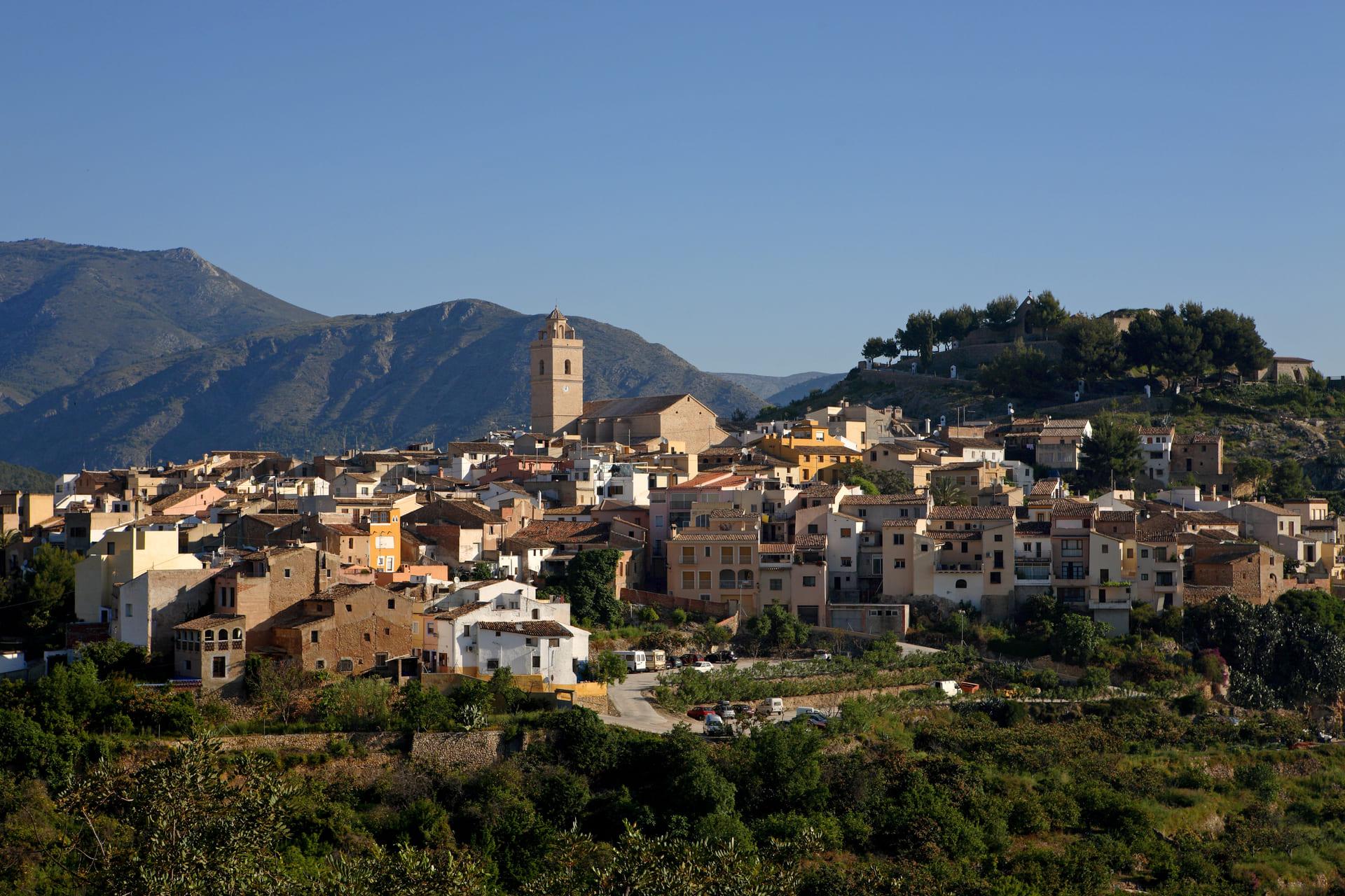 View from villa plot towards surrounding hillside, La Alberca, Polop