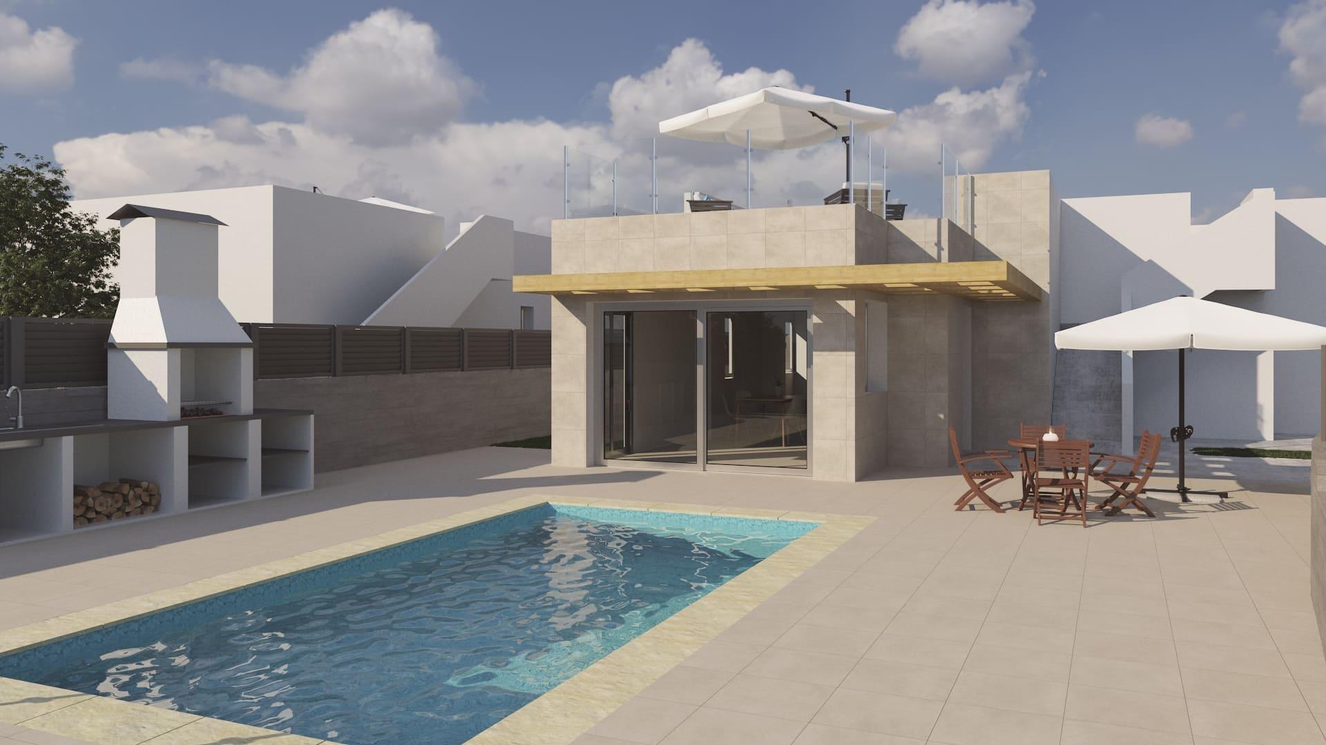 Rooftop solarium terrace in new-build villa, La Alberca, Polop