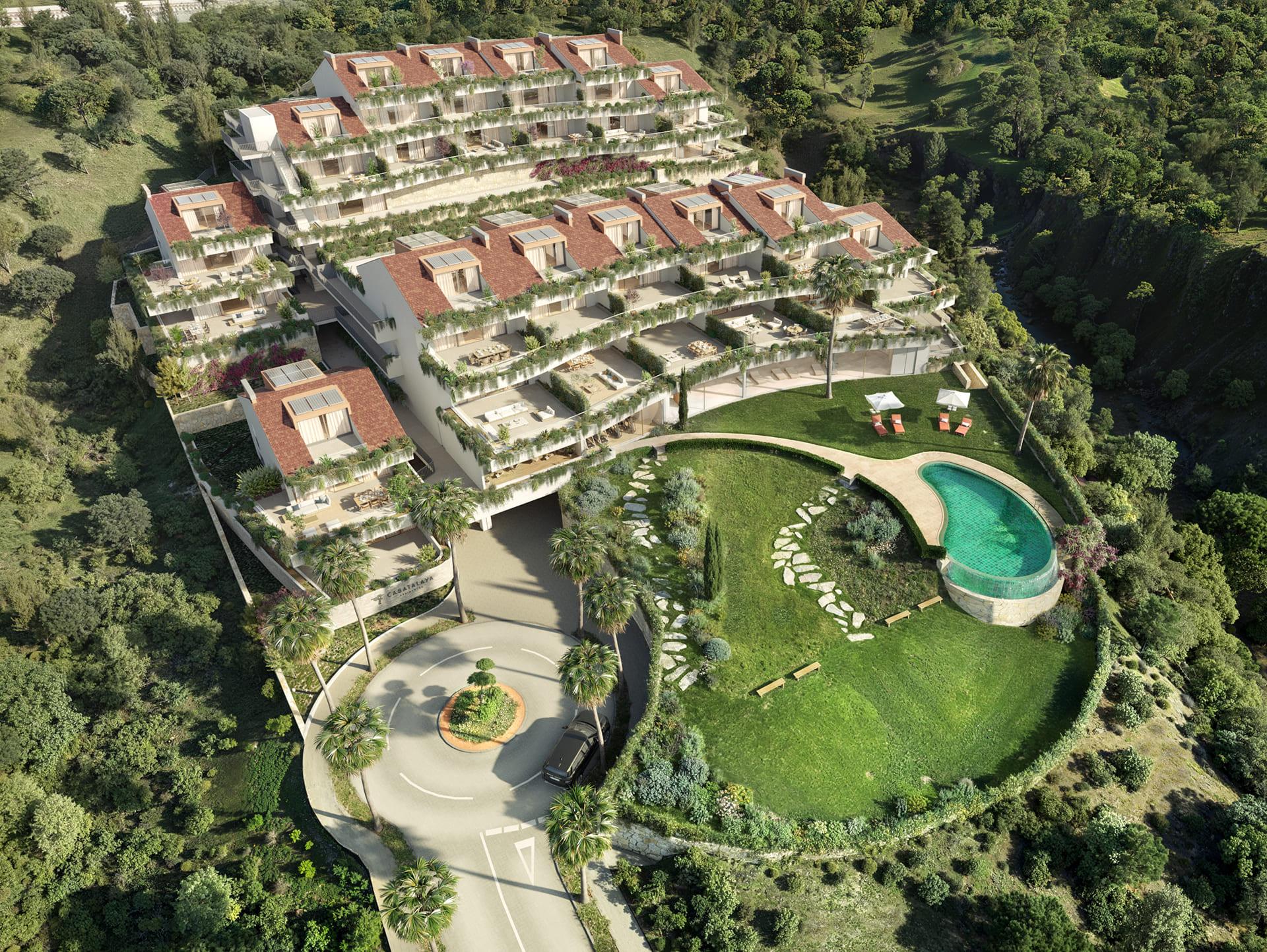 Floor plan showing layout of 3-bedroom penthouse on sixth floor, La Perla, Benalmádena