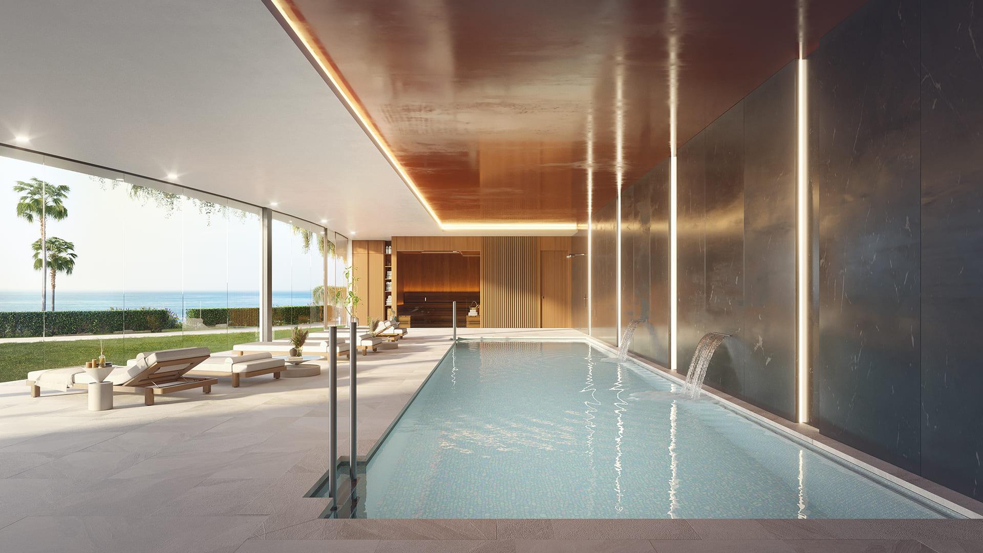 Second bedroom with window and neutral décor in new-build penthouse, La Perla, Benalmádena