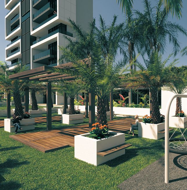 Terrace with views from 14th-floor apartment, Zona Rincón Alto