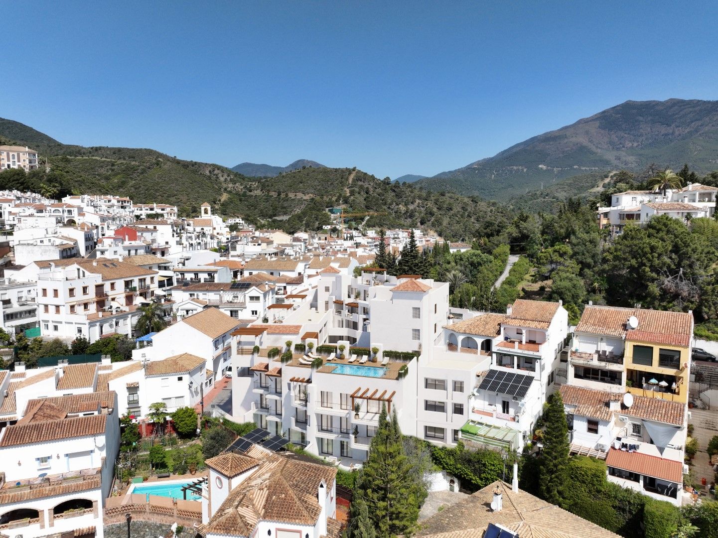 Lift lobby inside new-build apartment building, Benahavis