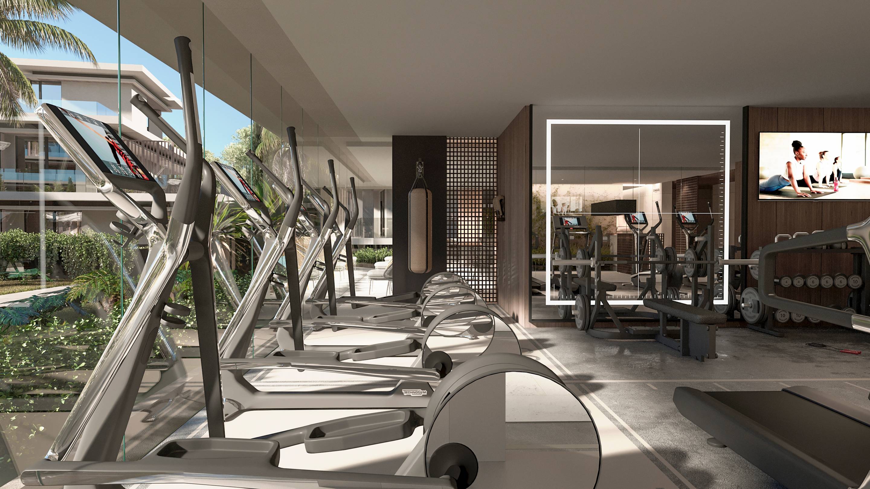 Communal solarium terrace at Whater Gardens new-build development, Estepona