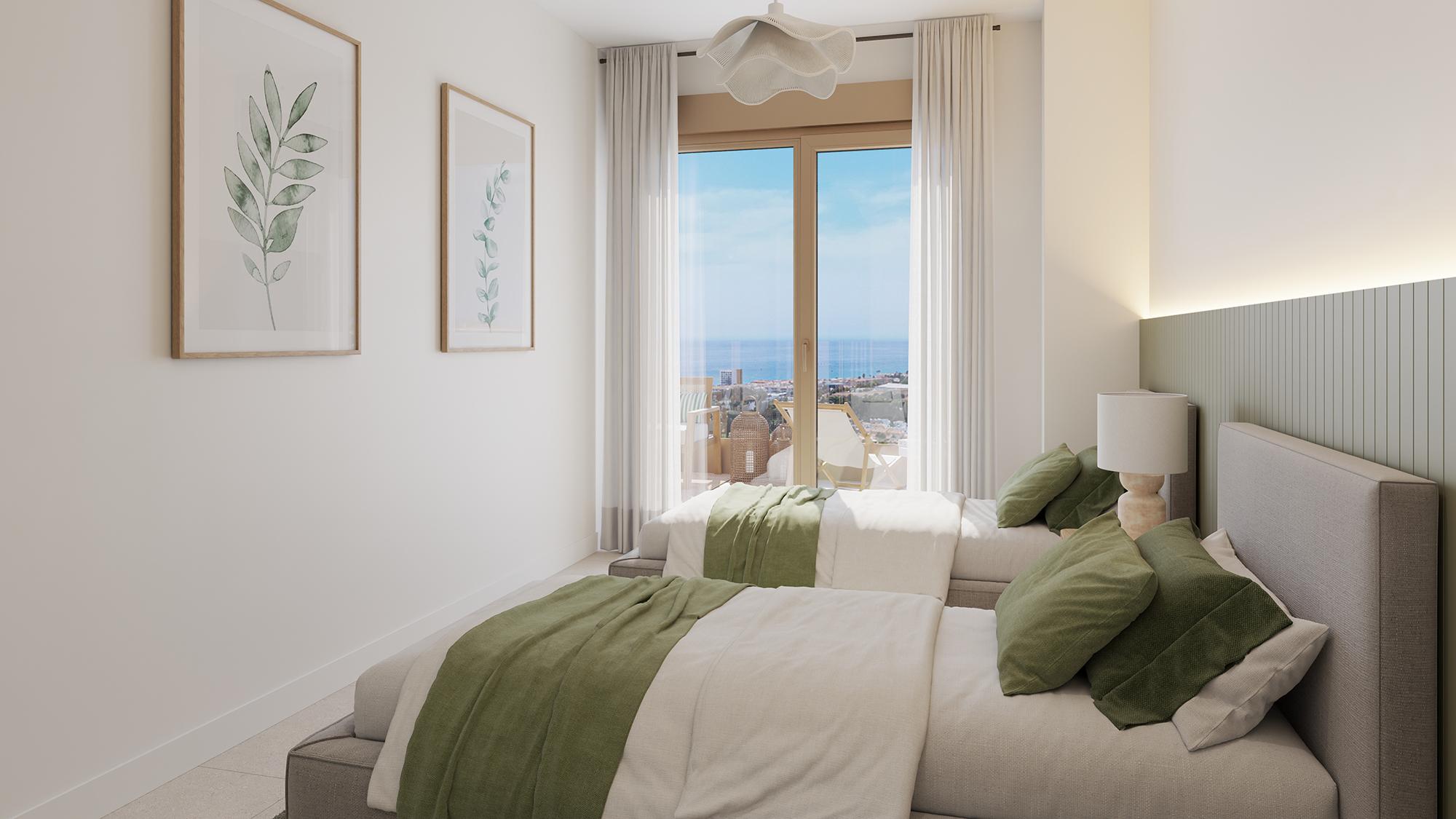 Internal hallway with doors to bedrooms in 3-bedroom apartment, La Cala de Mijas