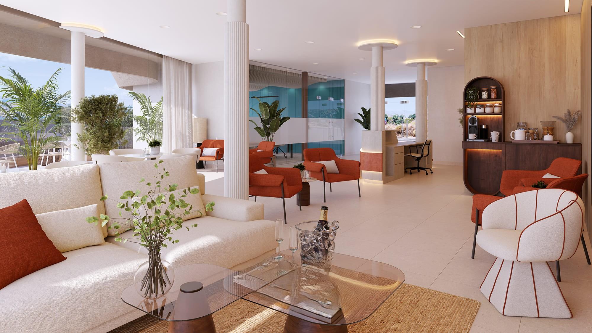 Porcelain tile flooring in living area, new-build apartment, La Cala de Mijas