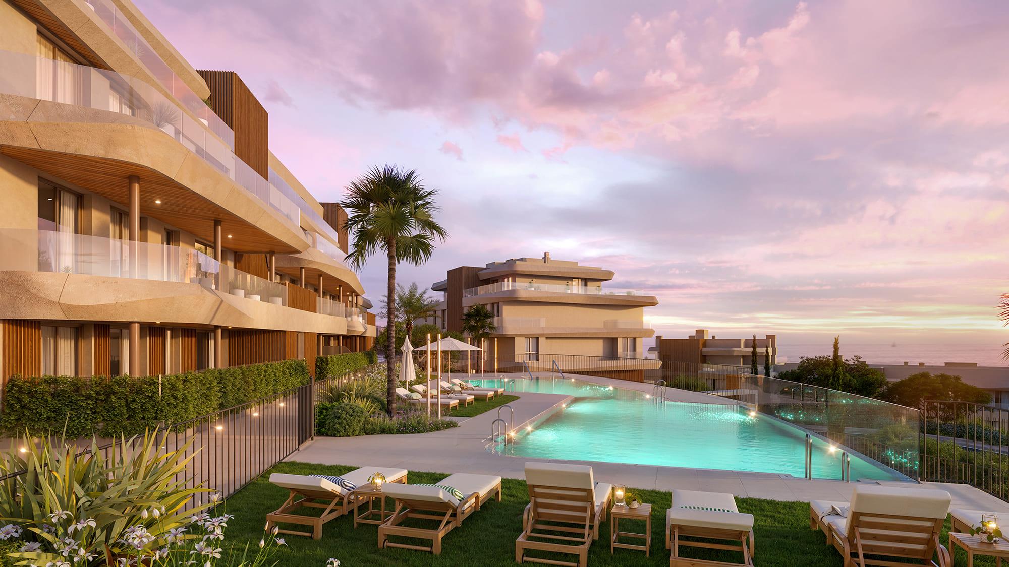 Living and dining space in 97m2 top-floor penthouse, La Cala de Mijas