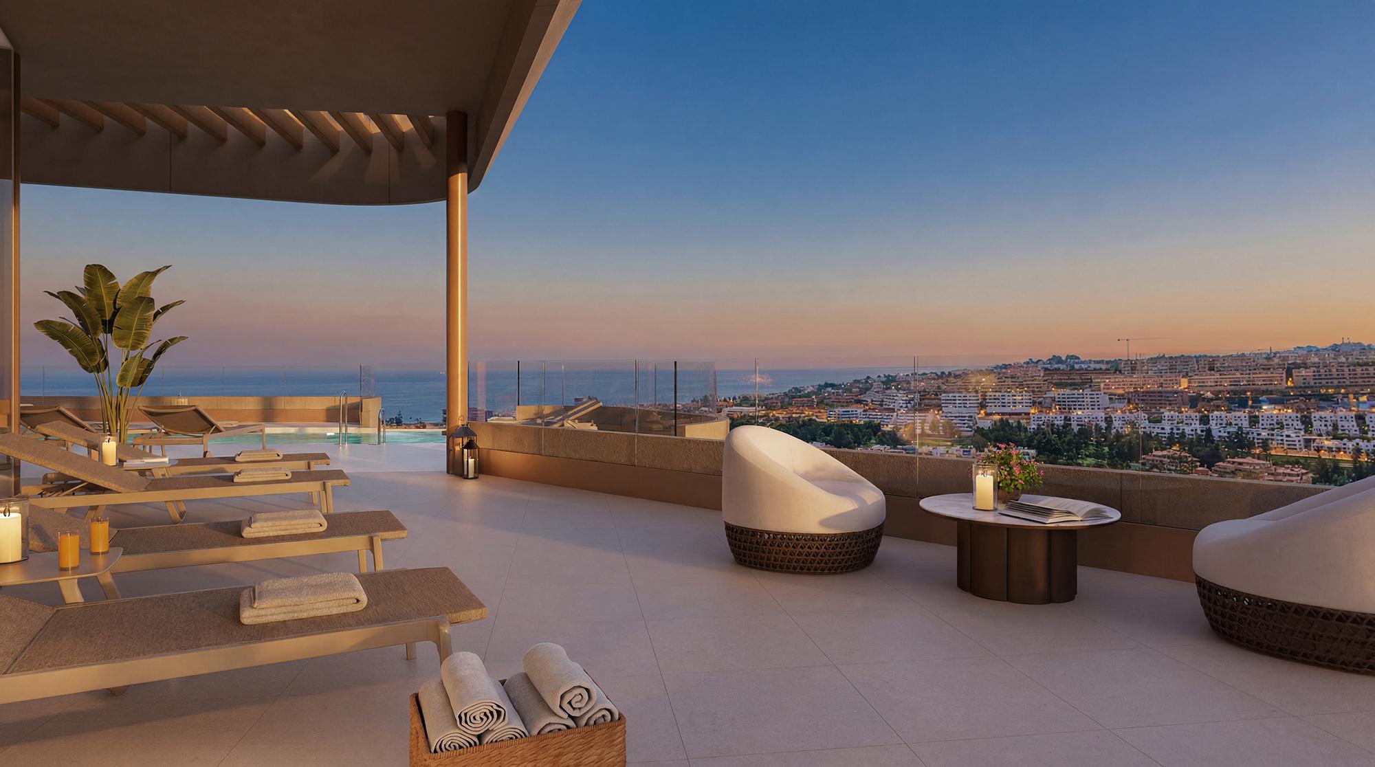 Main bedroom with built-in wardrobes in top-floor penthouse, La Cala de Mijas