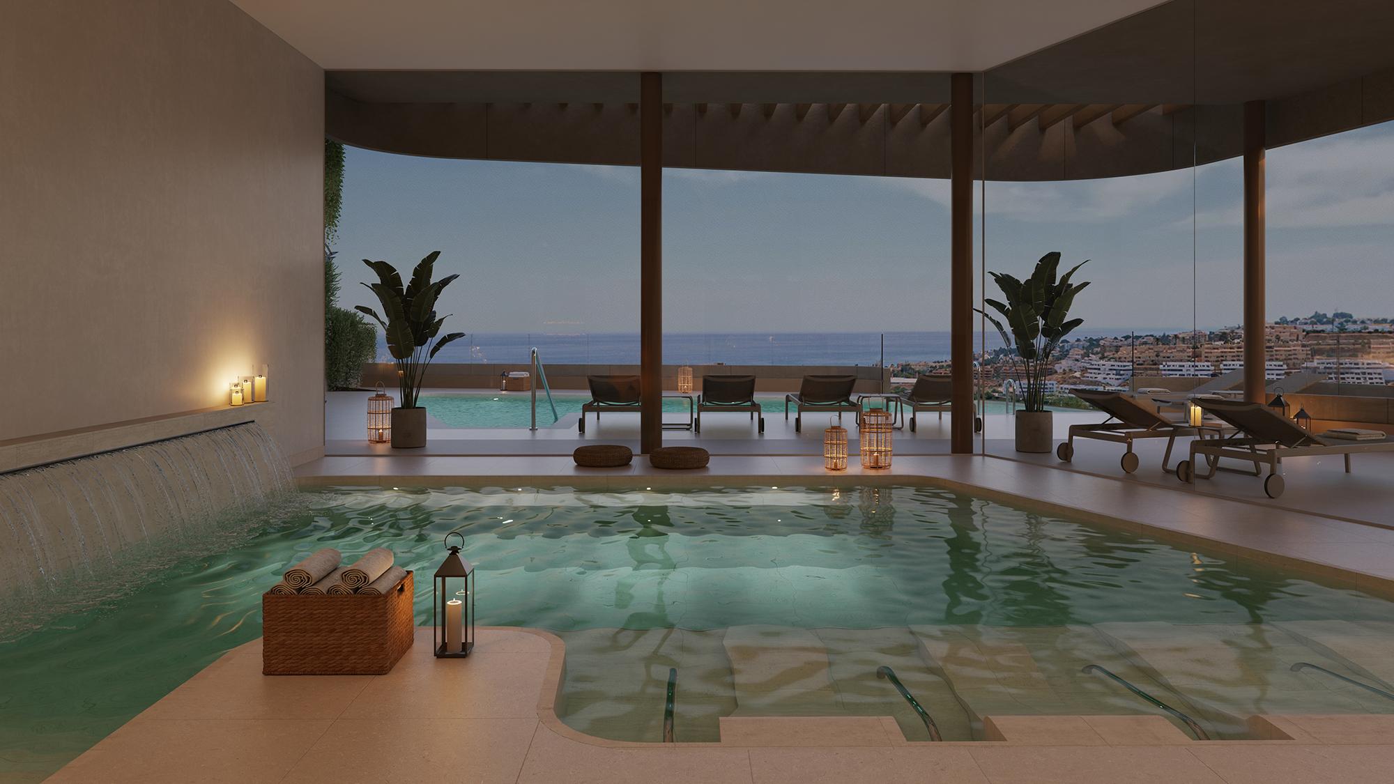 Rendered terrace showing outdoor space and railing in penthouse, La Cala de Mijas