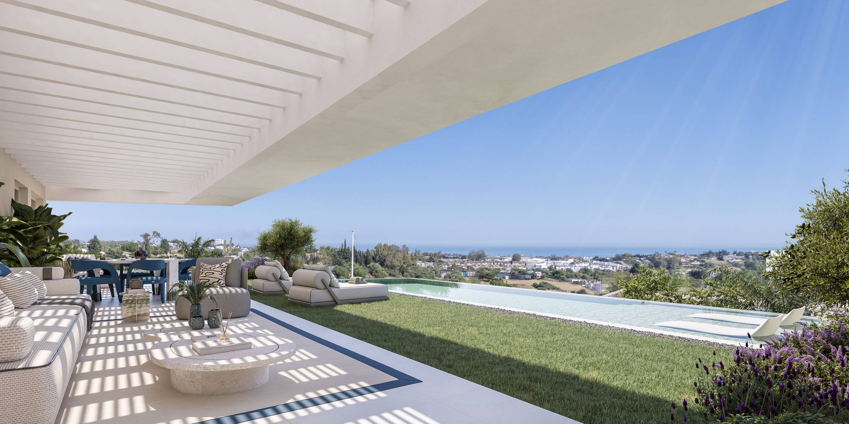 Kitchen with integrated appliances and porcelain tile flooring, Los Almendros new-build apartment