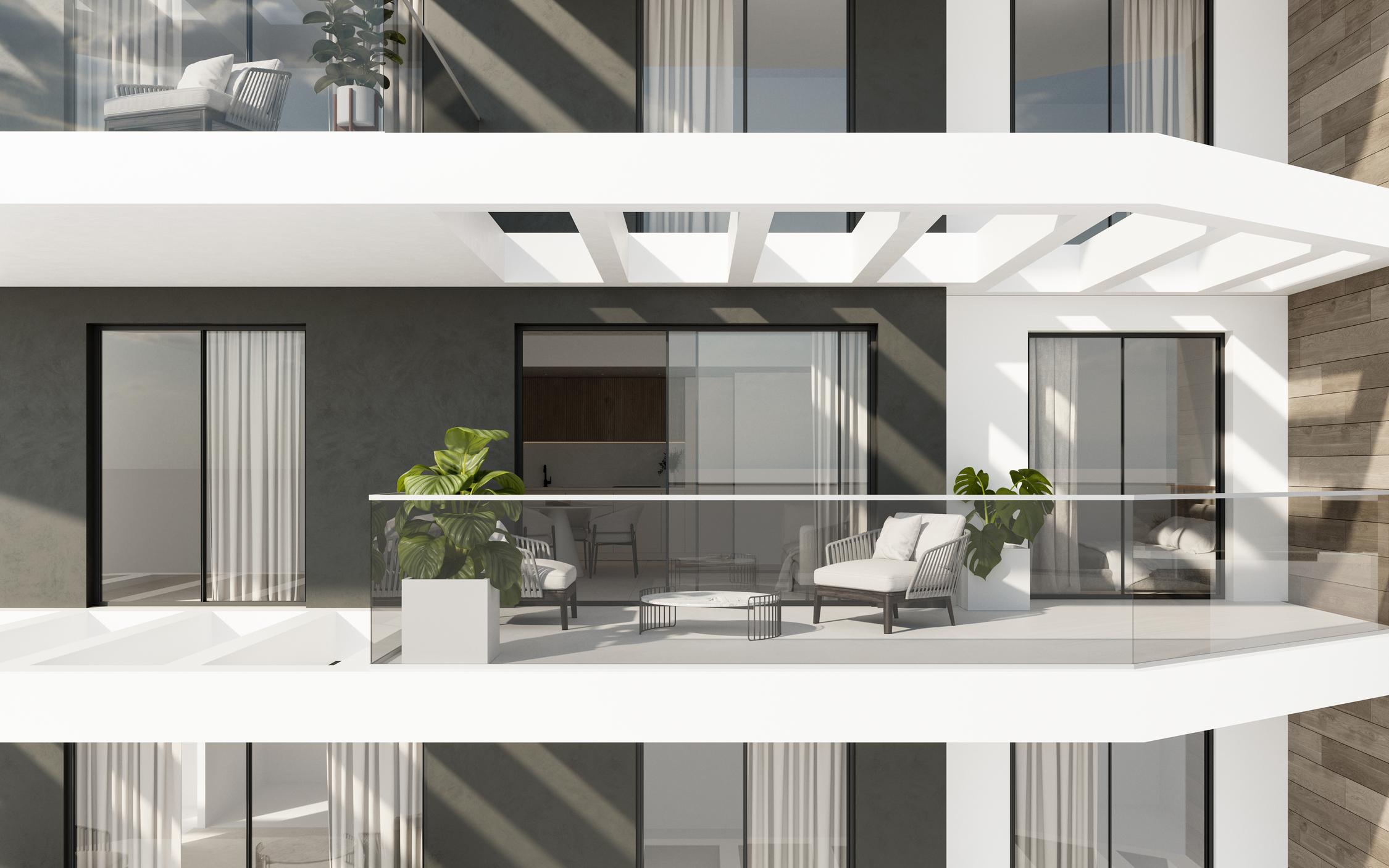 Dining area adjacent to living room in 3-bedroom apartment, Playa Arenal-Bol, Calpe