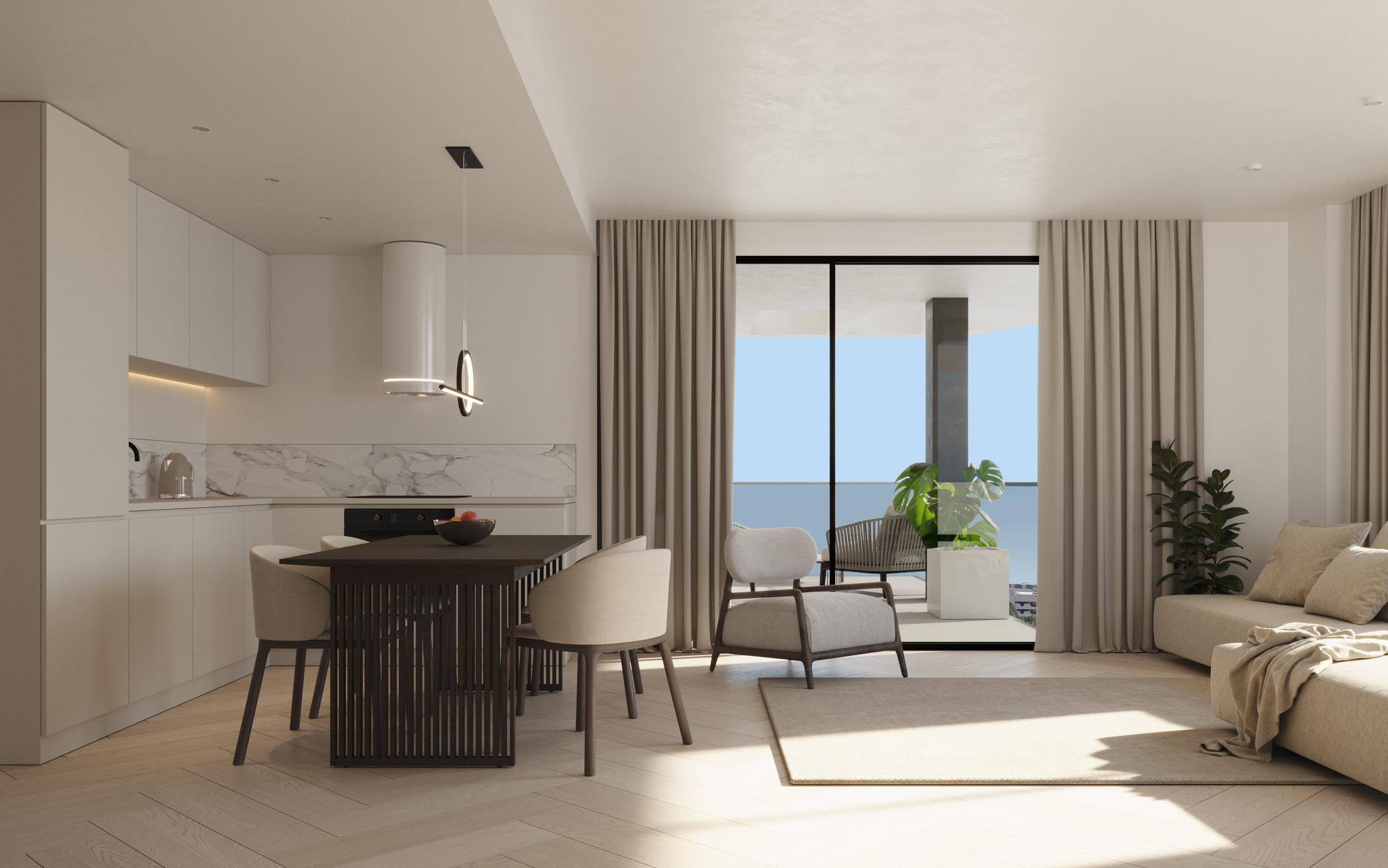Kitchen appliances and storage detail in new-build apartment, Calpe