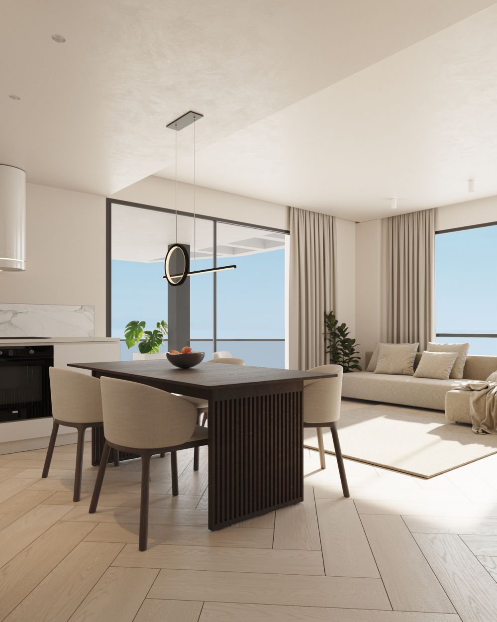 Hallway with porcelain stoneware flooring in 3-bedroom apartment, Playa Arenal-Bol