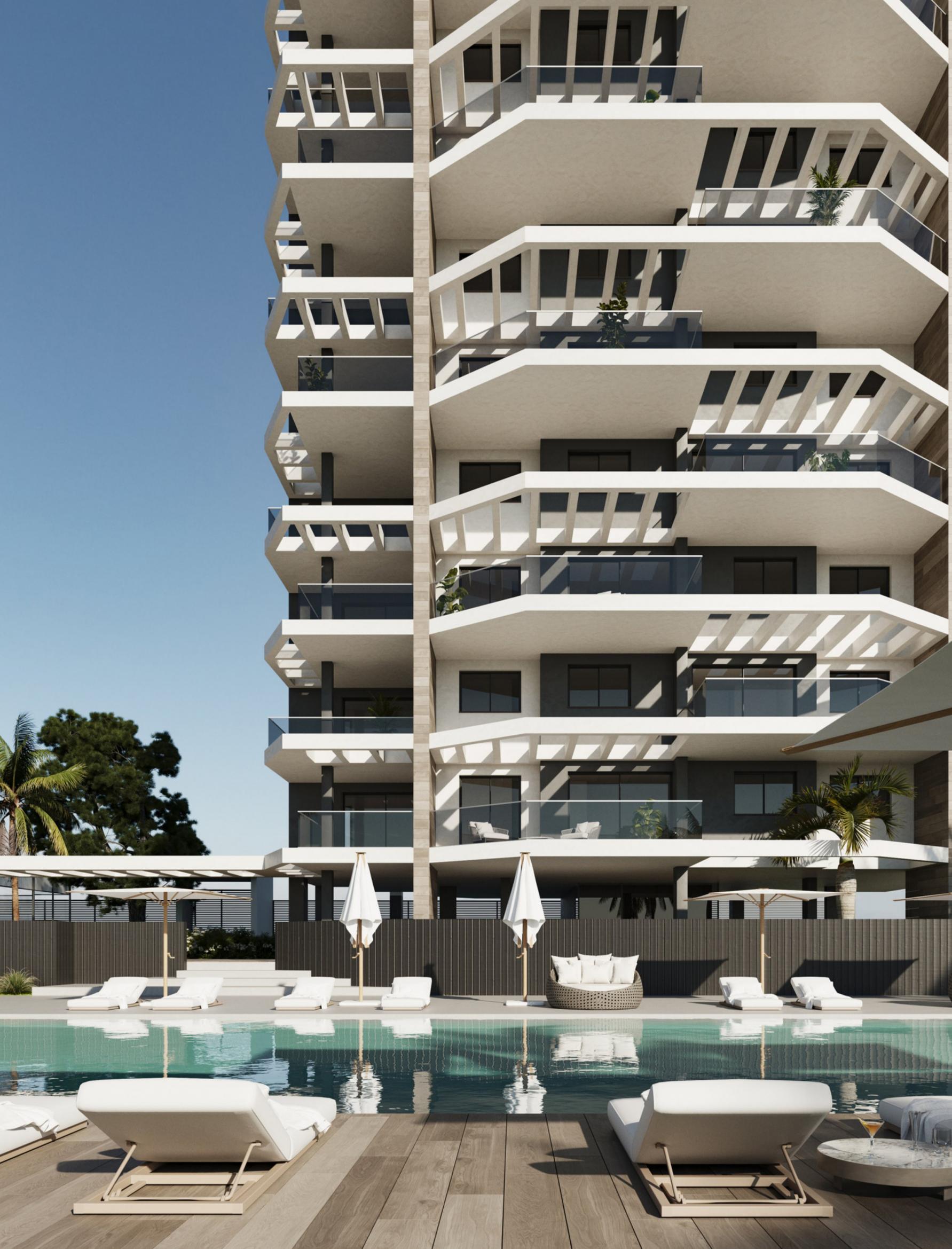 Master bedroom with sea view in 3-bedroom new-build apartment, Playa Arenal-Bol, Calpe