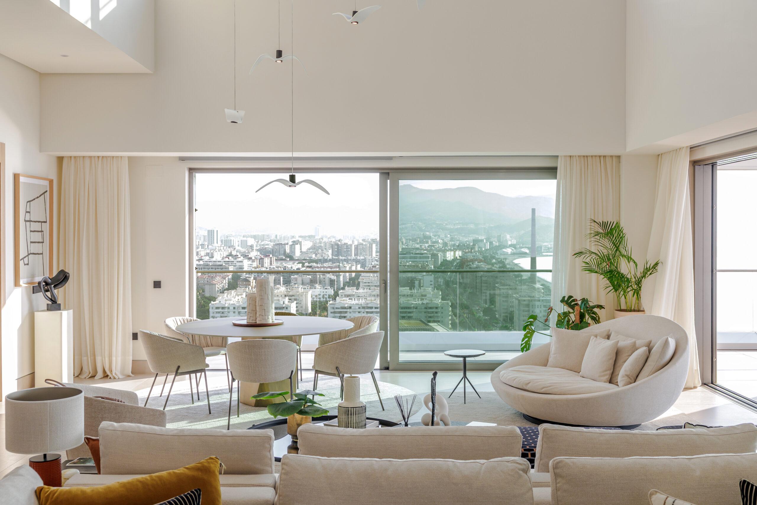 Dining area within open-plan living space, new-build apartment, Paseo Marítimo Oeste-Pacífico