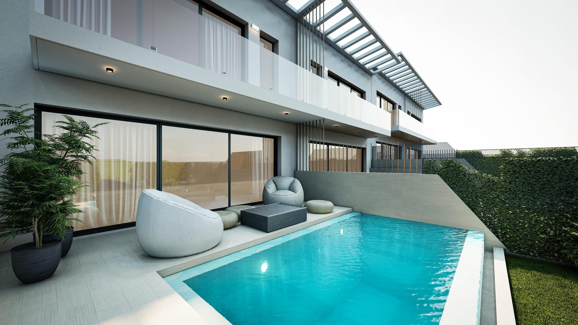 Staircase interior of new-build townhouse, La Cala Golf, Mijas