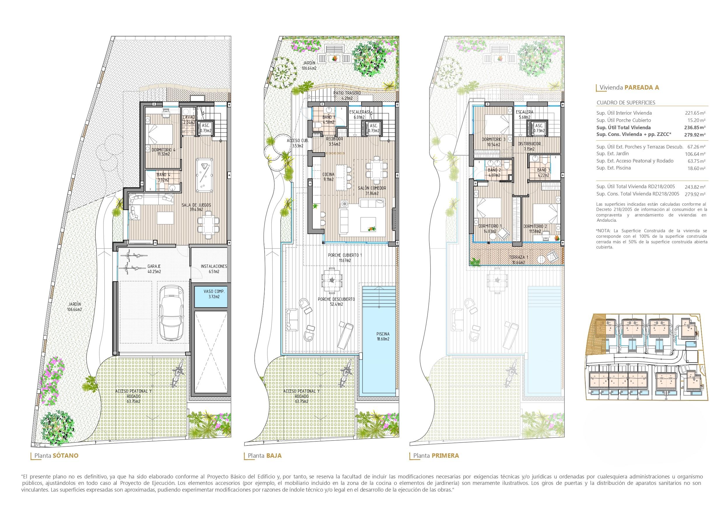 Floor plan of 4-bedroom townhouse in La Cala Golf, Mijas