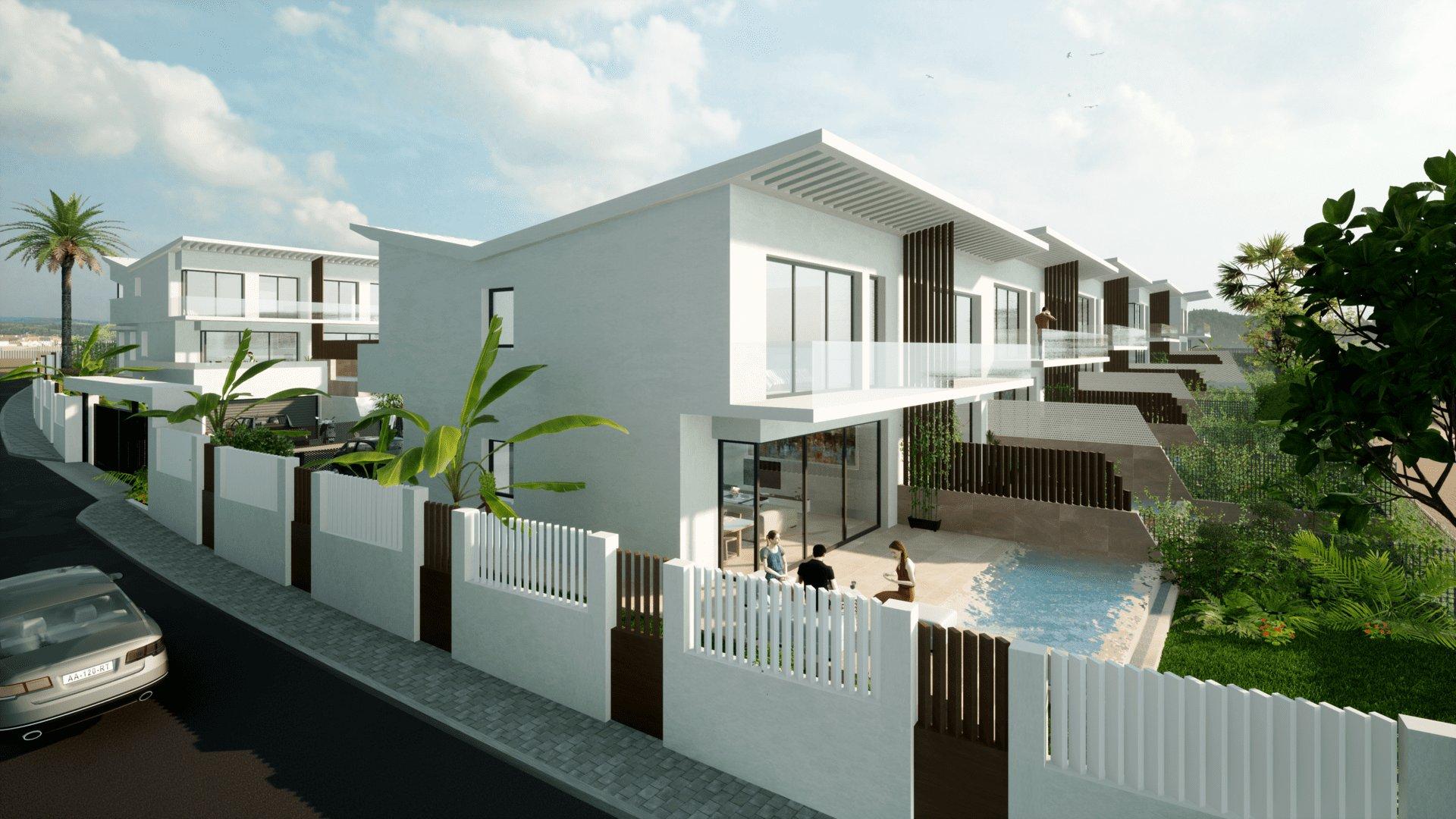 Sea views from terrace of new-build townhouse at La Cala Golf, Mijas