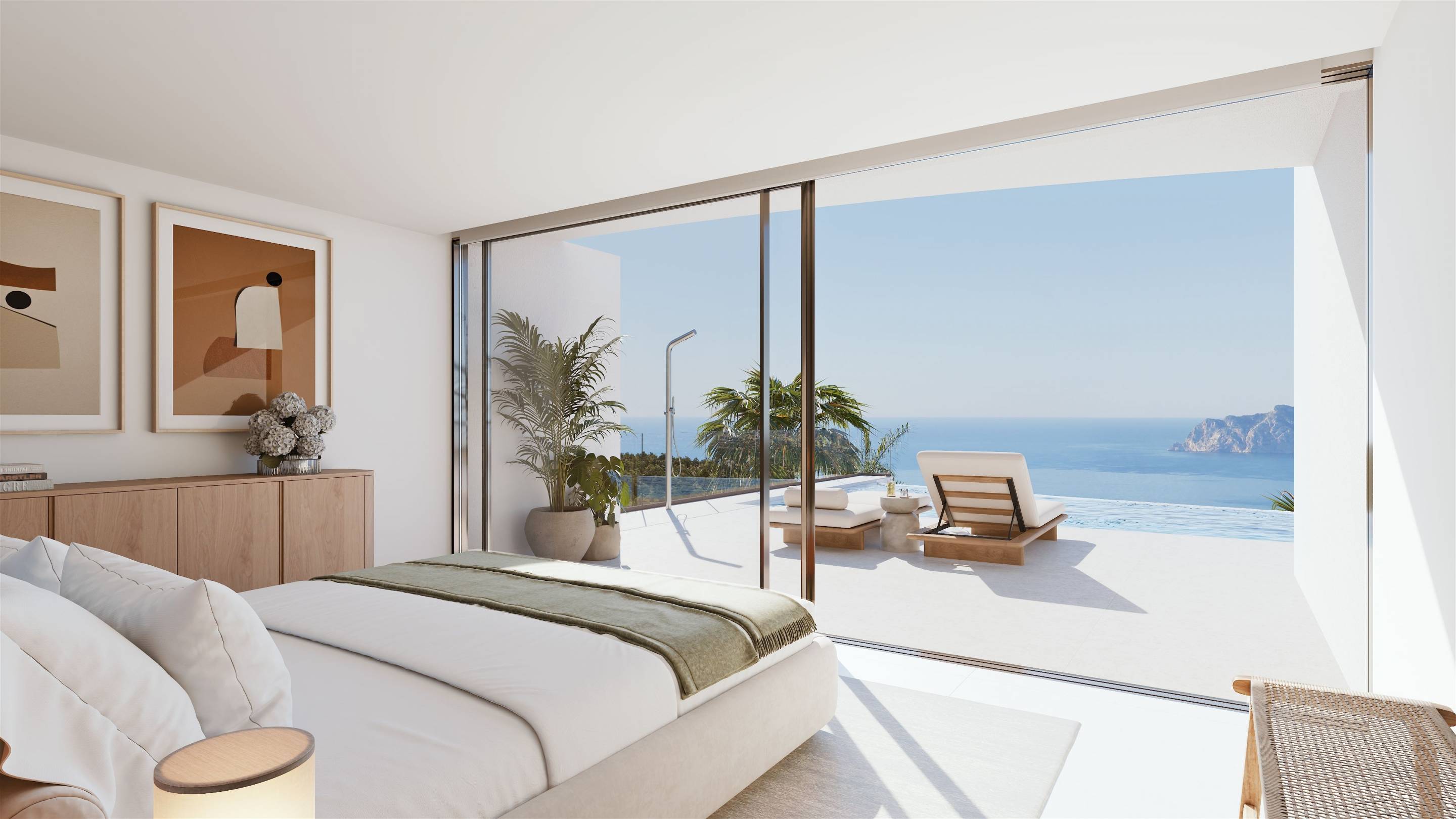 Exterior terrace and landscaped garden of new-build villa, Alcassar