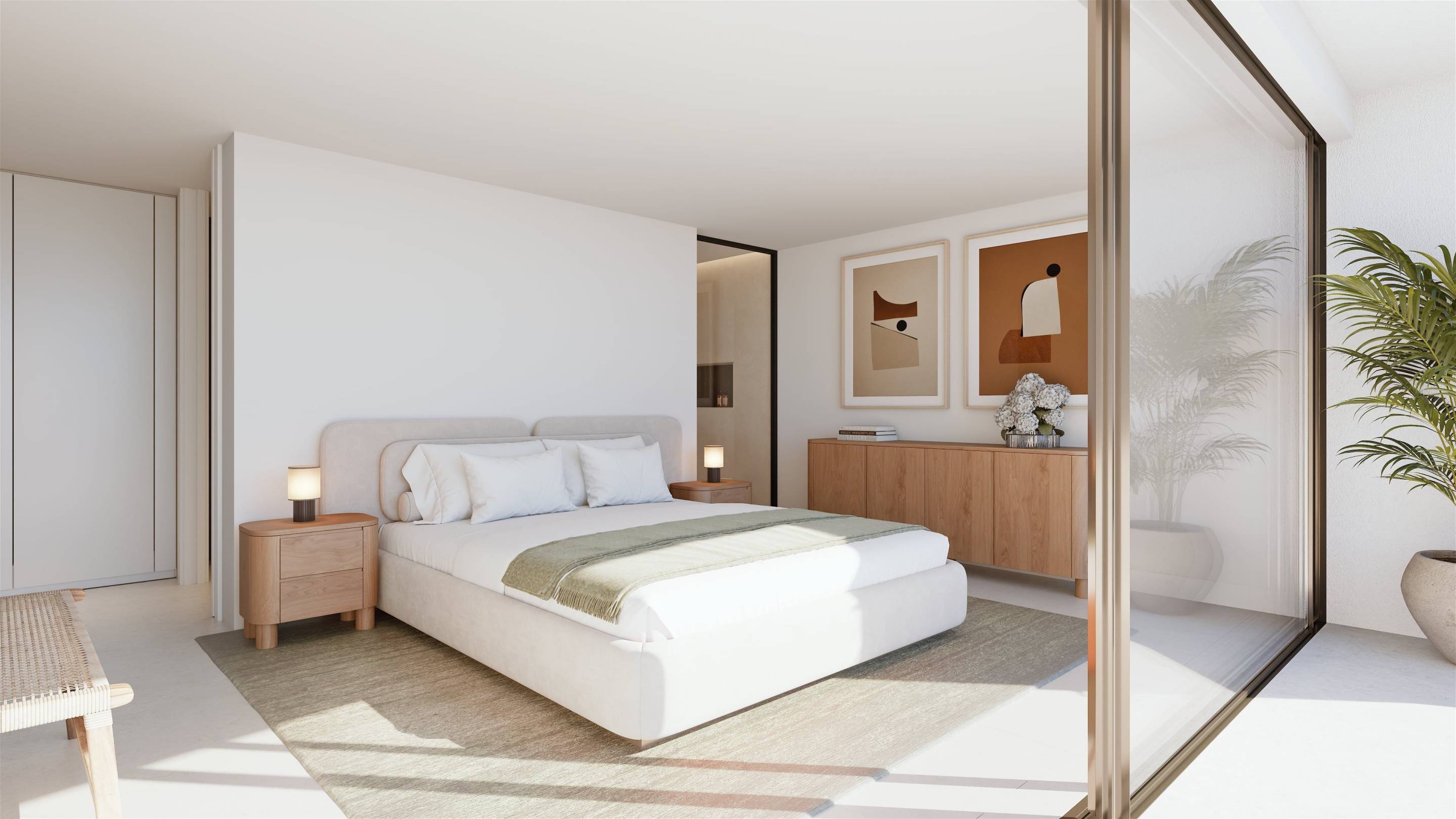 Bedroom with sea aspect and built-in wardrobes, new-build villa, Alcassar